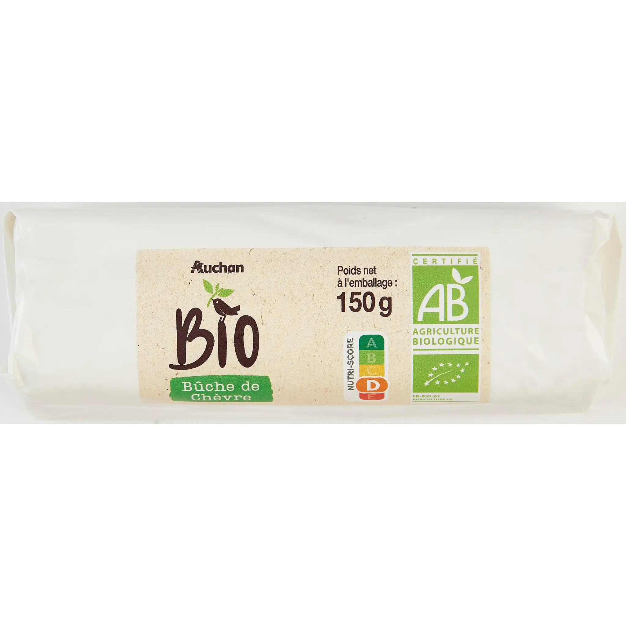 AUCHAN BIO Bûche de chèvre affinée bio