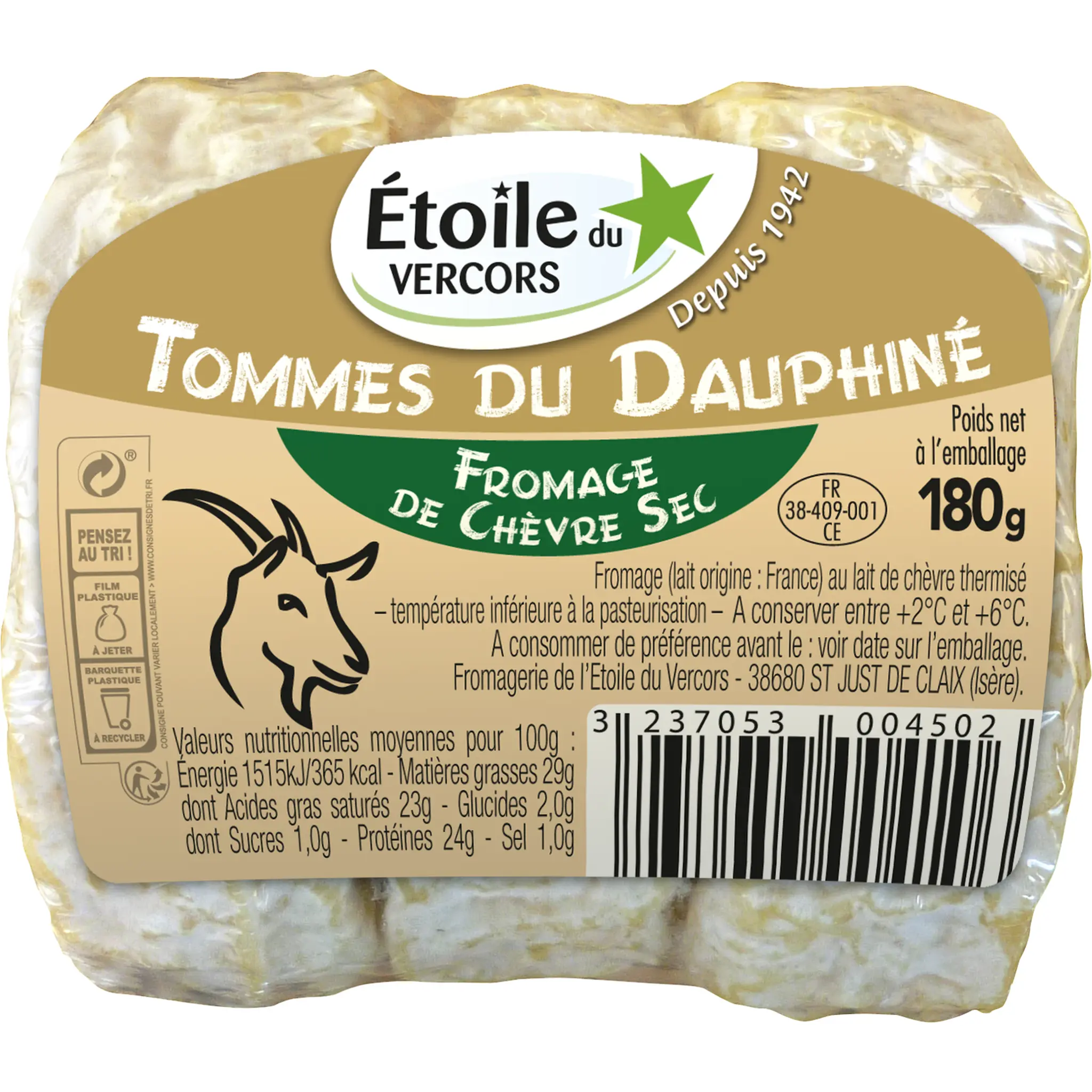 ETOILE DU VERCORS Tomme du Dauphiné fromage de chèvre sec
