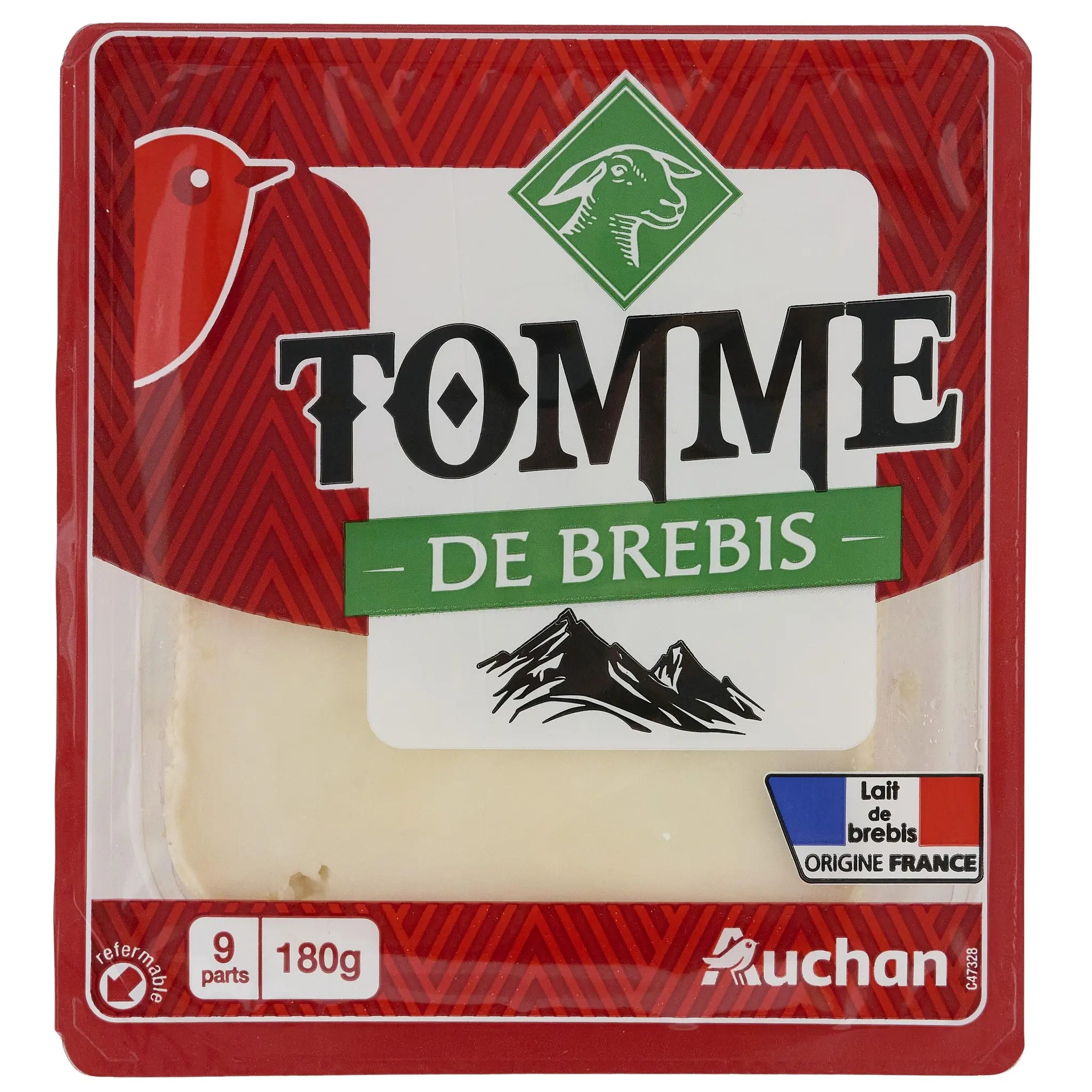 AUCHAN Tomme au lait de brebis pasteurisé