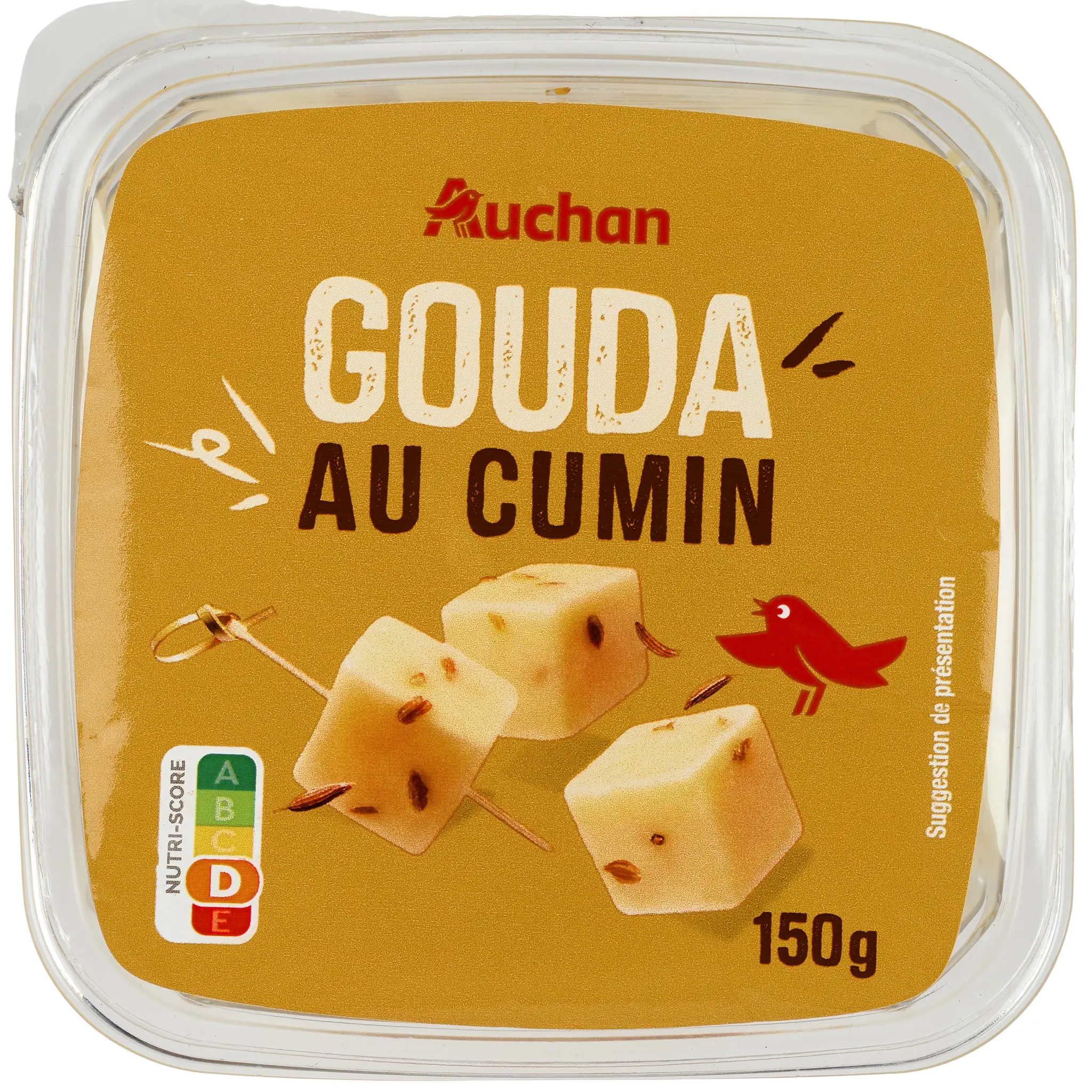AUCHAN Dès de gouda au cumin