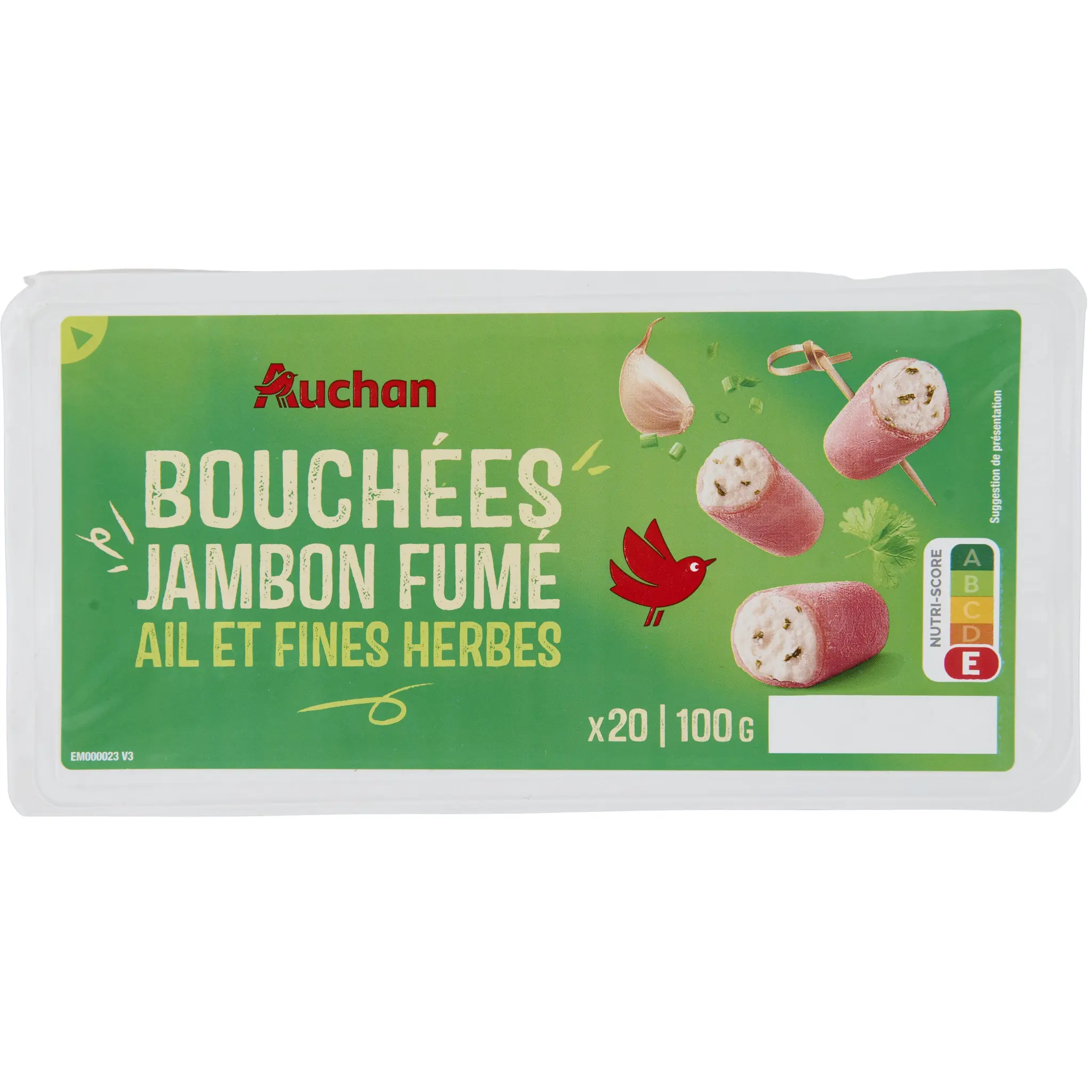 AUCHAN Bouchées jambon ail et fines herbes