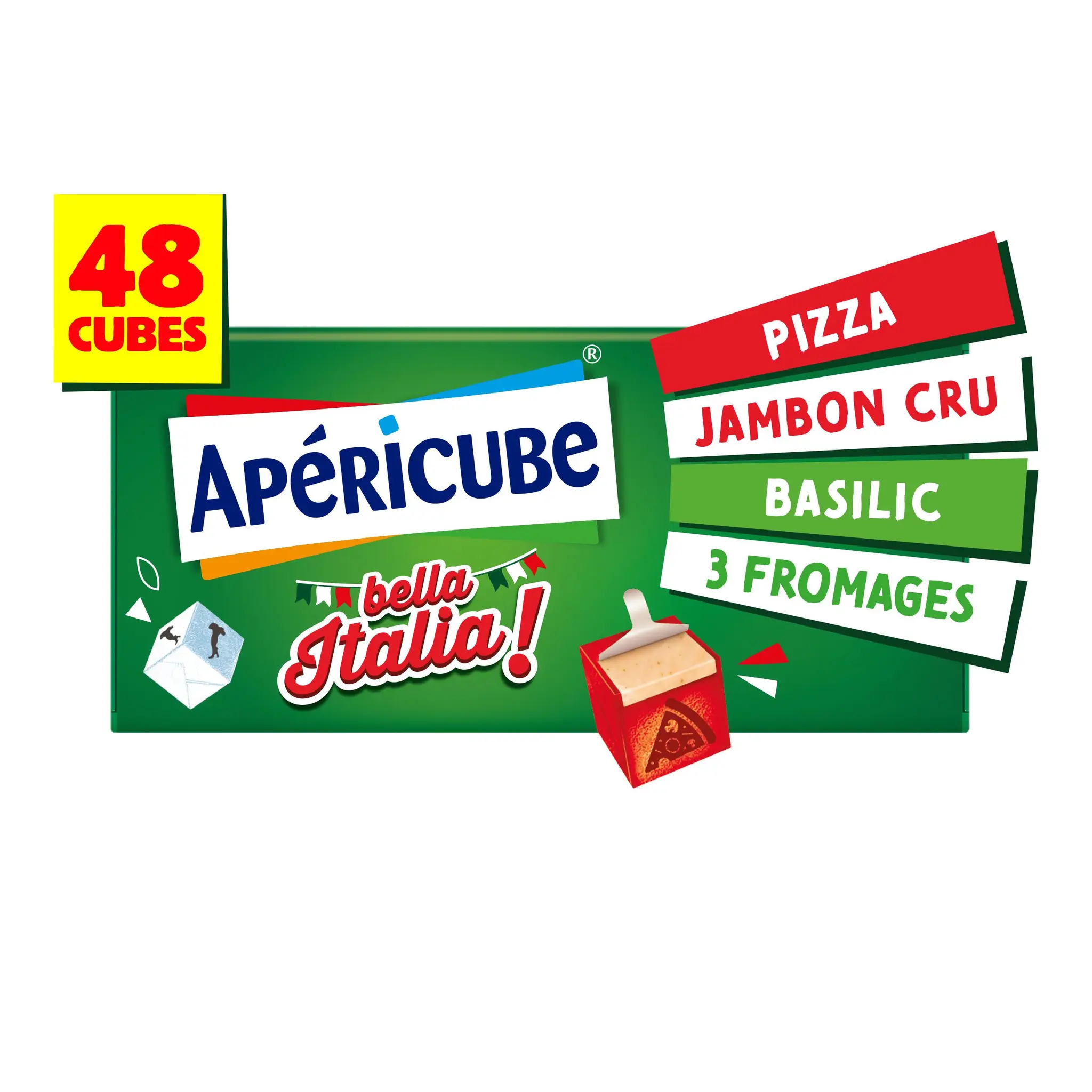 APERICUBE Cubes de fromage apéritif saveurs chorizo chèvre tomate olive verte
