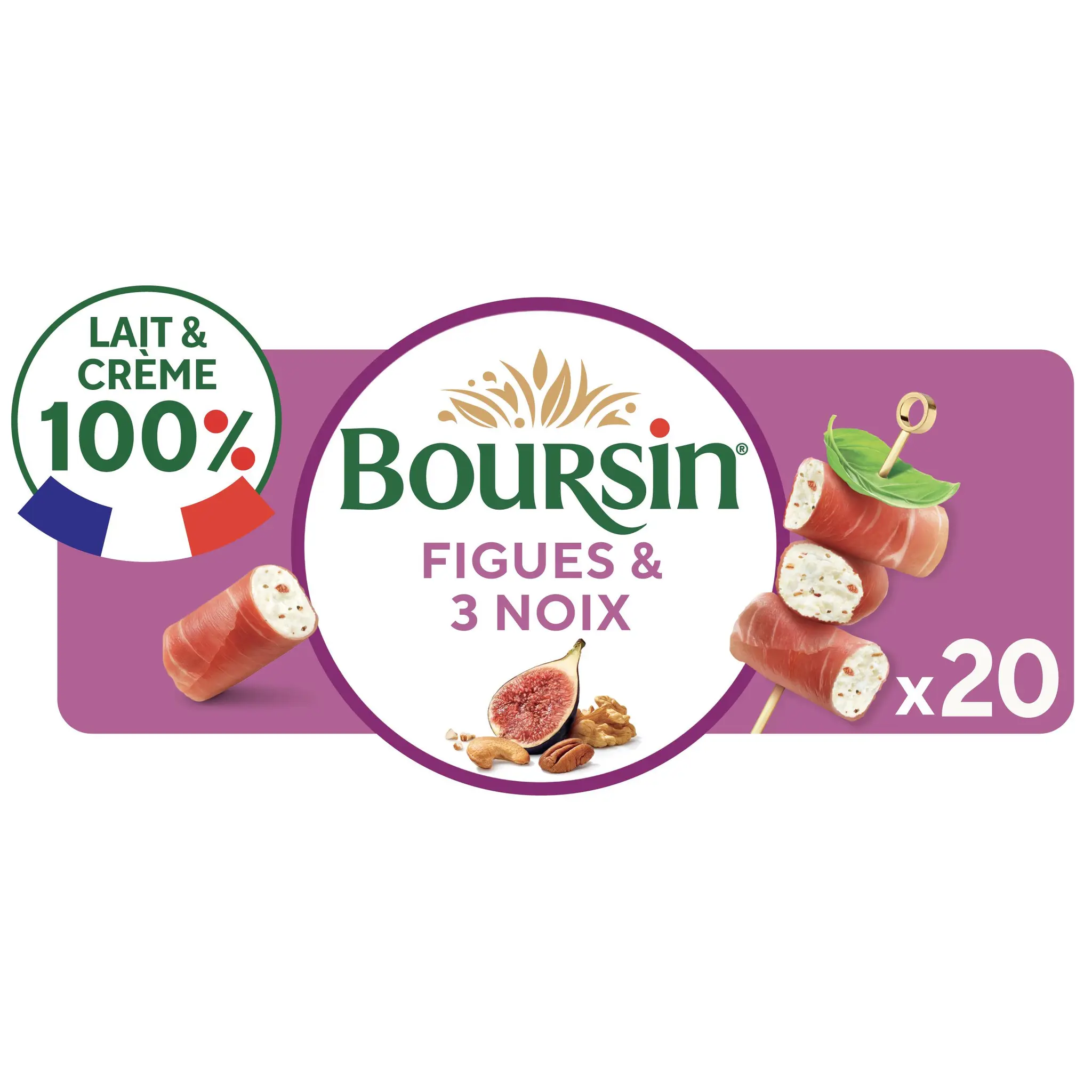 BOURSIN Roulés de fromage figues et noix
