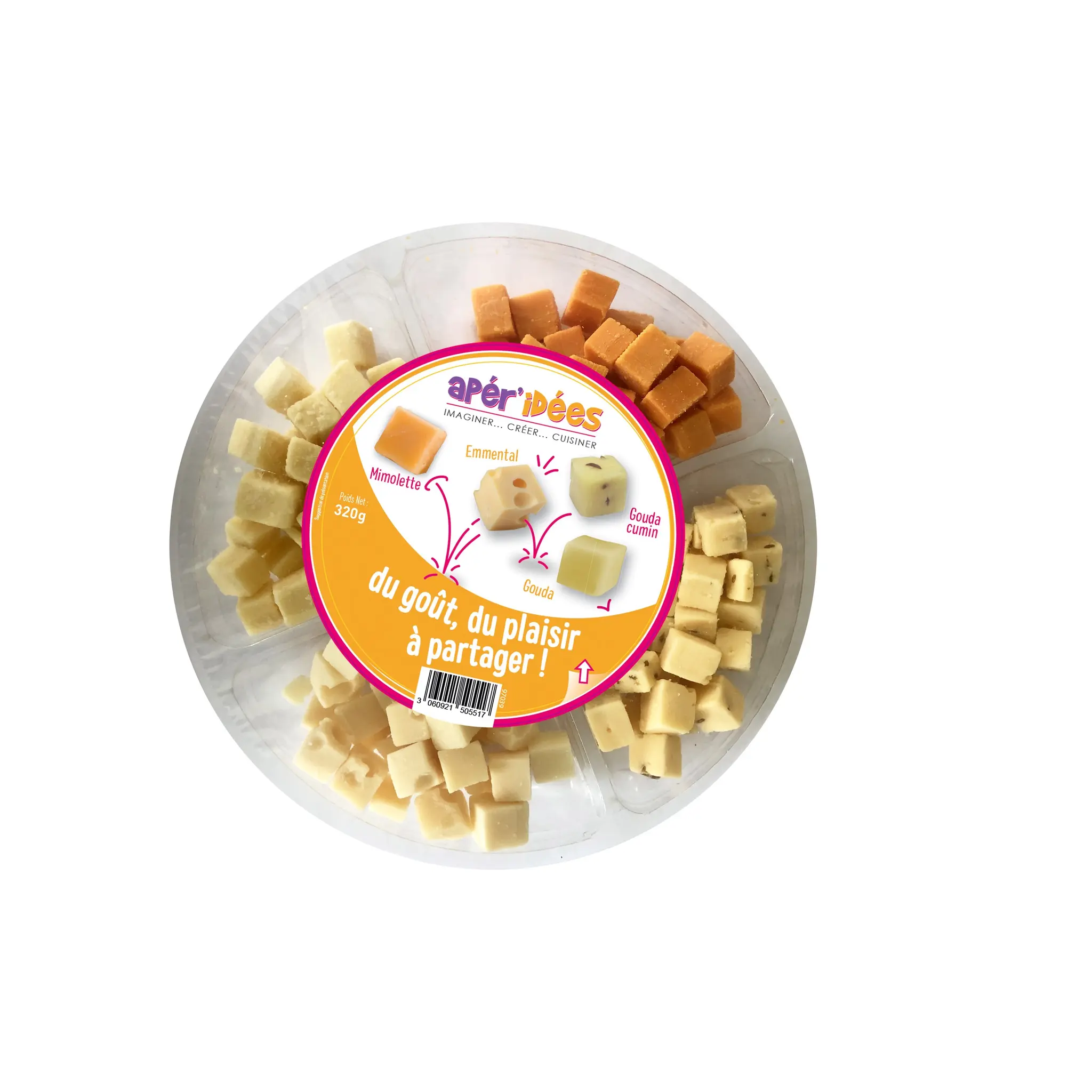 APER'IDEES Plateau de dés de 4 fromages