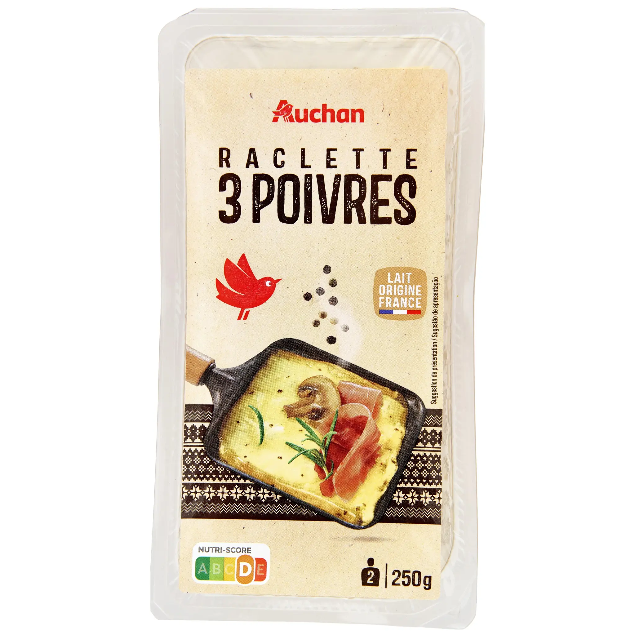 AUCHAN Fromage à raclette aux 3 poivres
