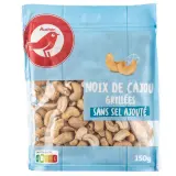 AUCHAN Noix de cajou grillées sans sel ajouté