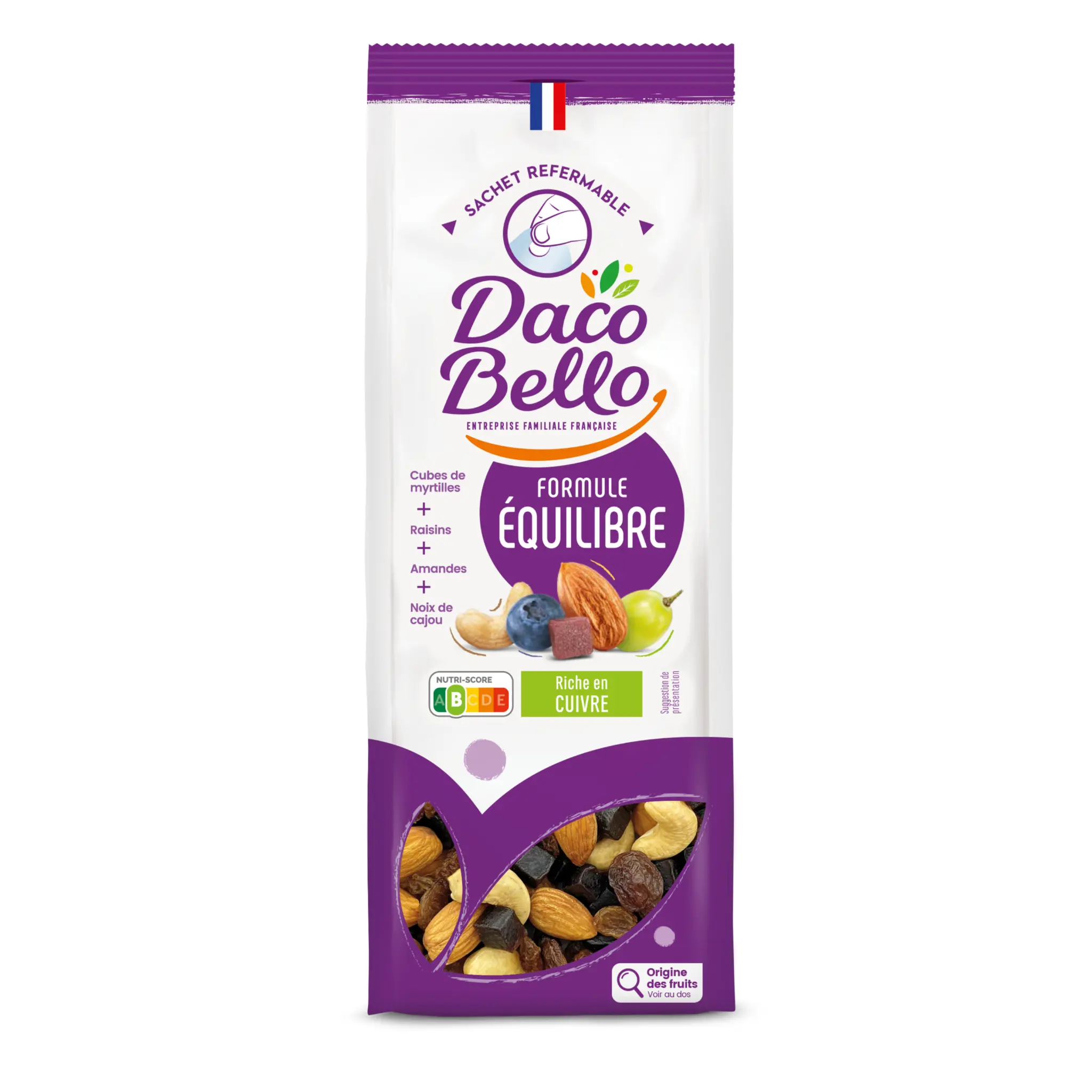 DACO BELLO Formule Equilibre Mélange de cubes de pâte de pruneaux de fruits secs et à coques