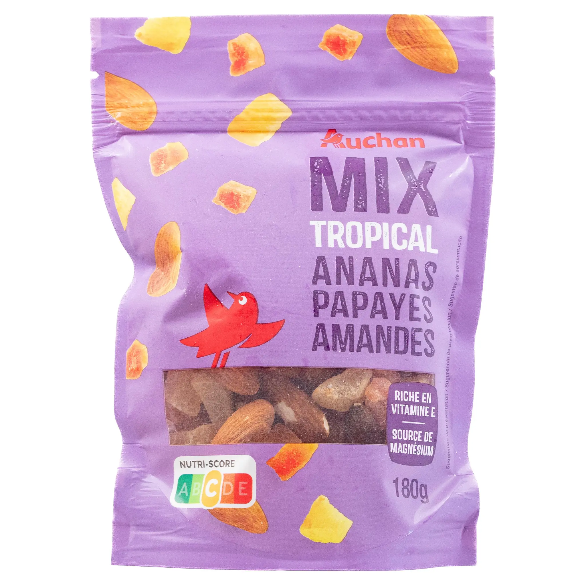 AUCHAN Mix tropical ananas papayes amandes