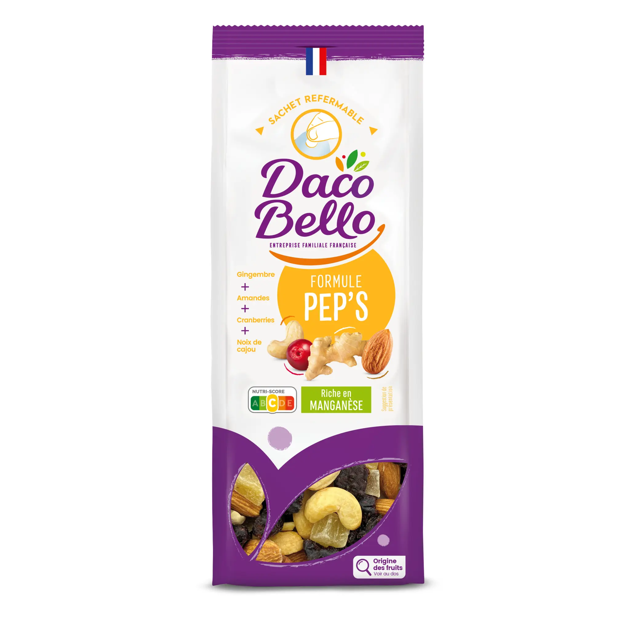 DACO BELLO Formule pep's Mélange de fruits séchés sucrés et fruits secs à coques