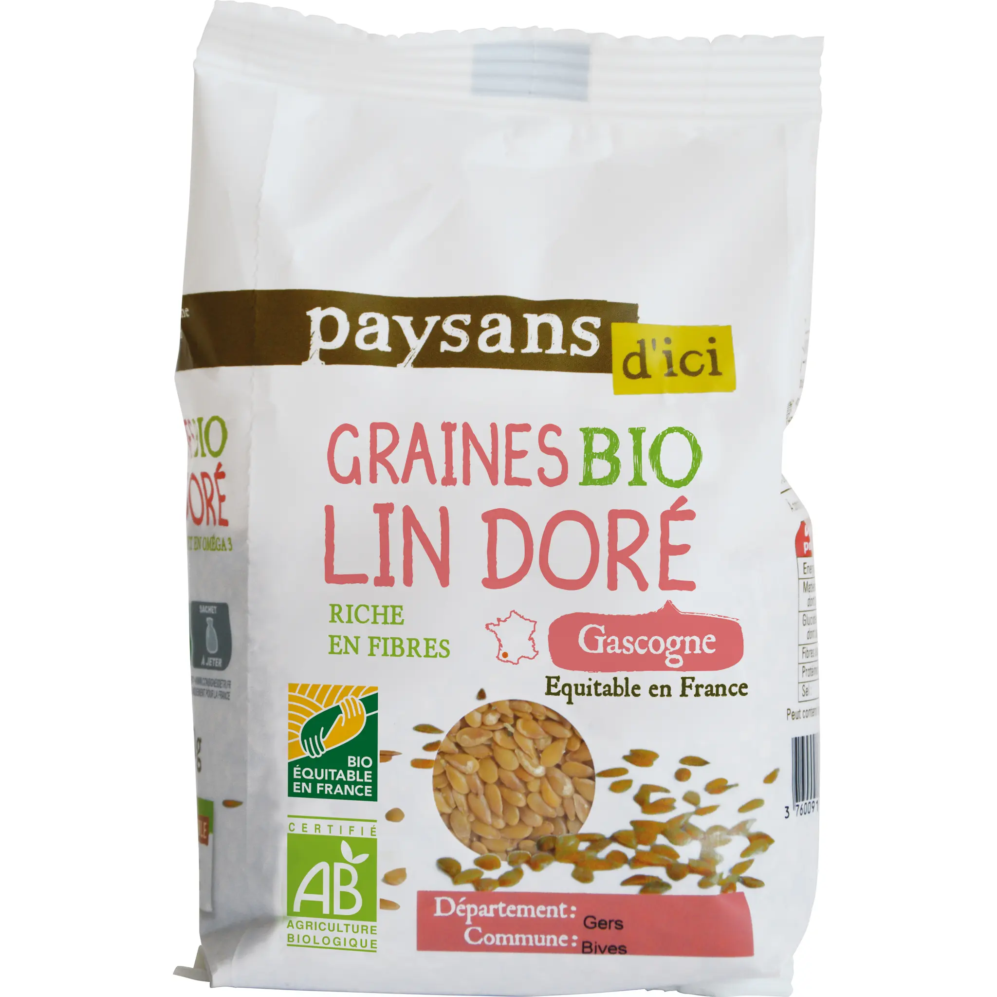 PAYSANS D'ICI Graines bio de lin doré