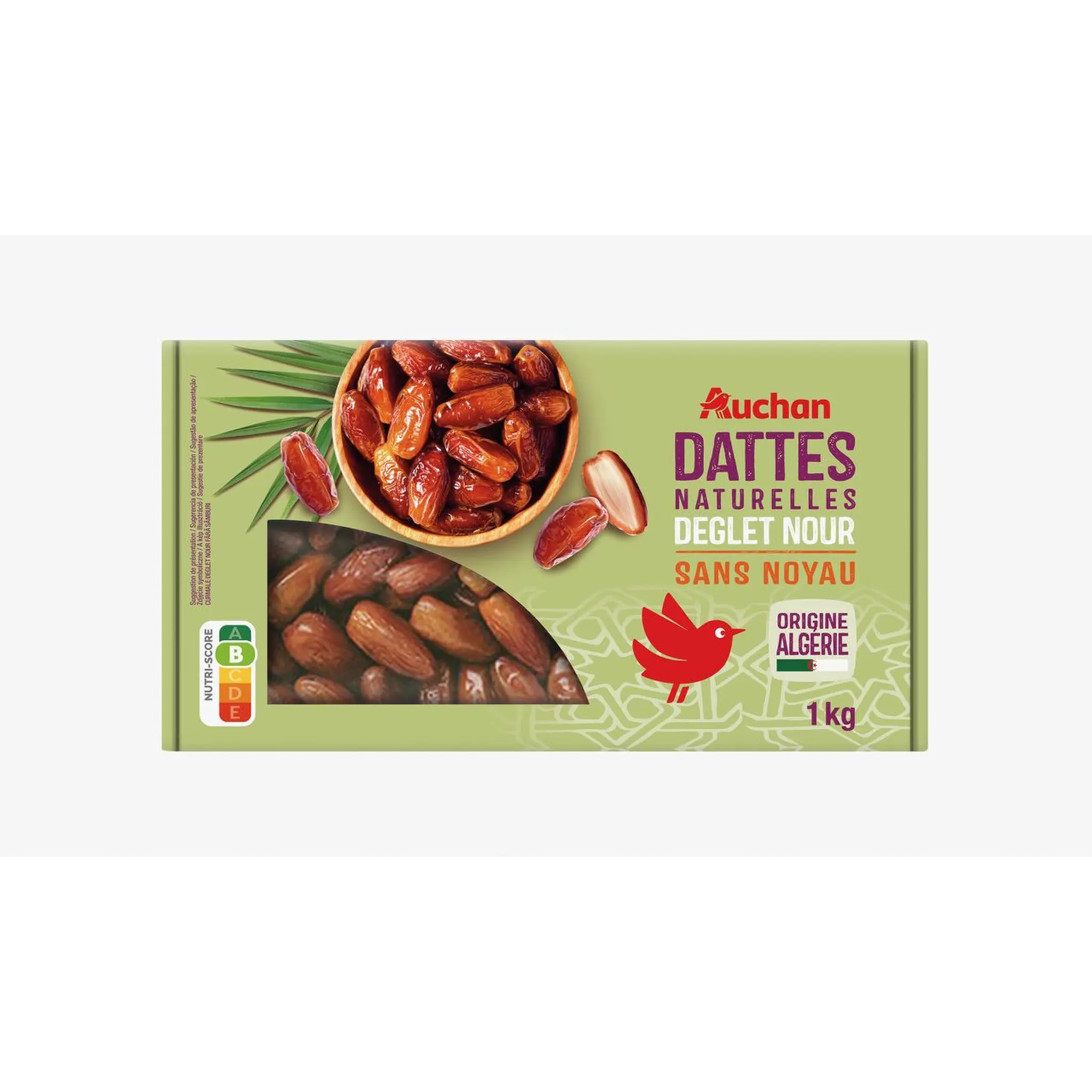 AUCHAN Dattes naturelles Deglet nour sans noyau