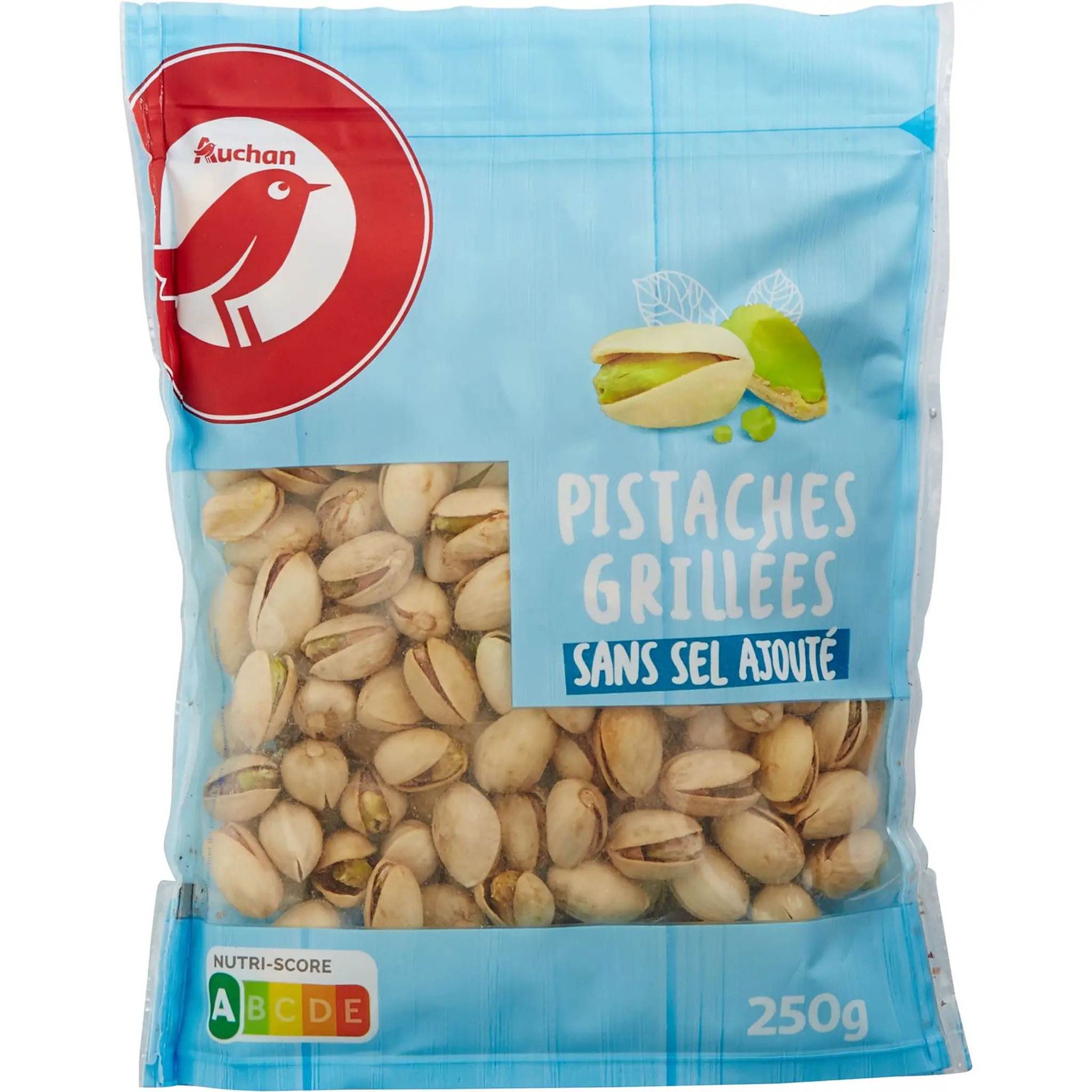 AUCHAN Pistaches grillées sans sel ajouté