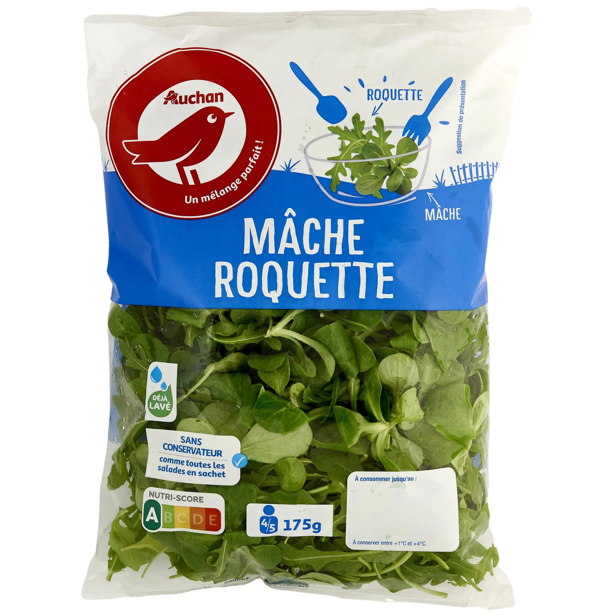 AUCHAN Mélange de mâche et roquette