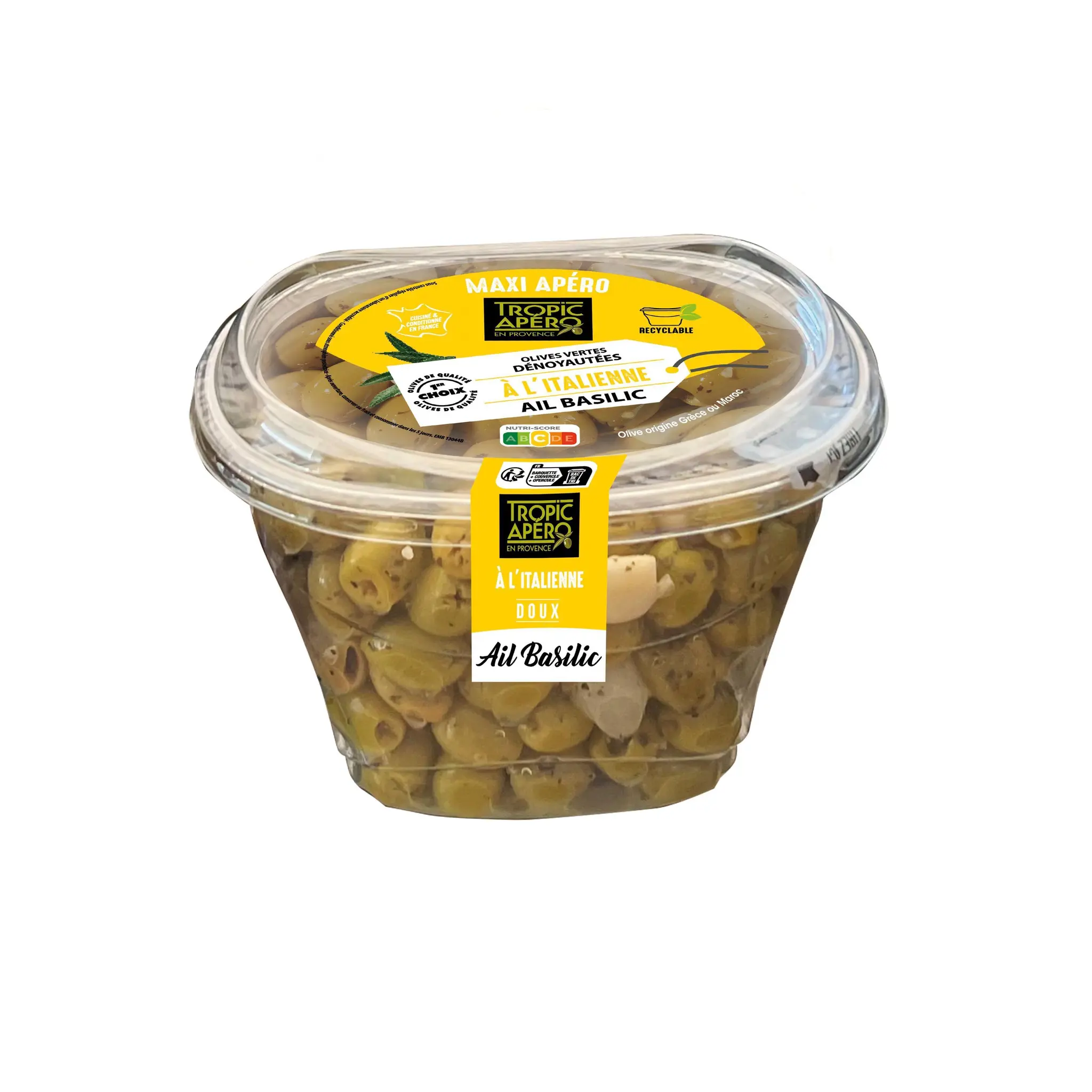 TROPIC APERO Olives dénoyautées à l'Italienne ail et basilic