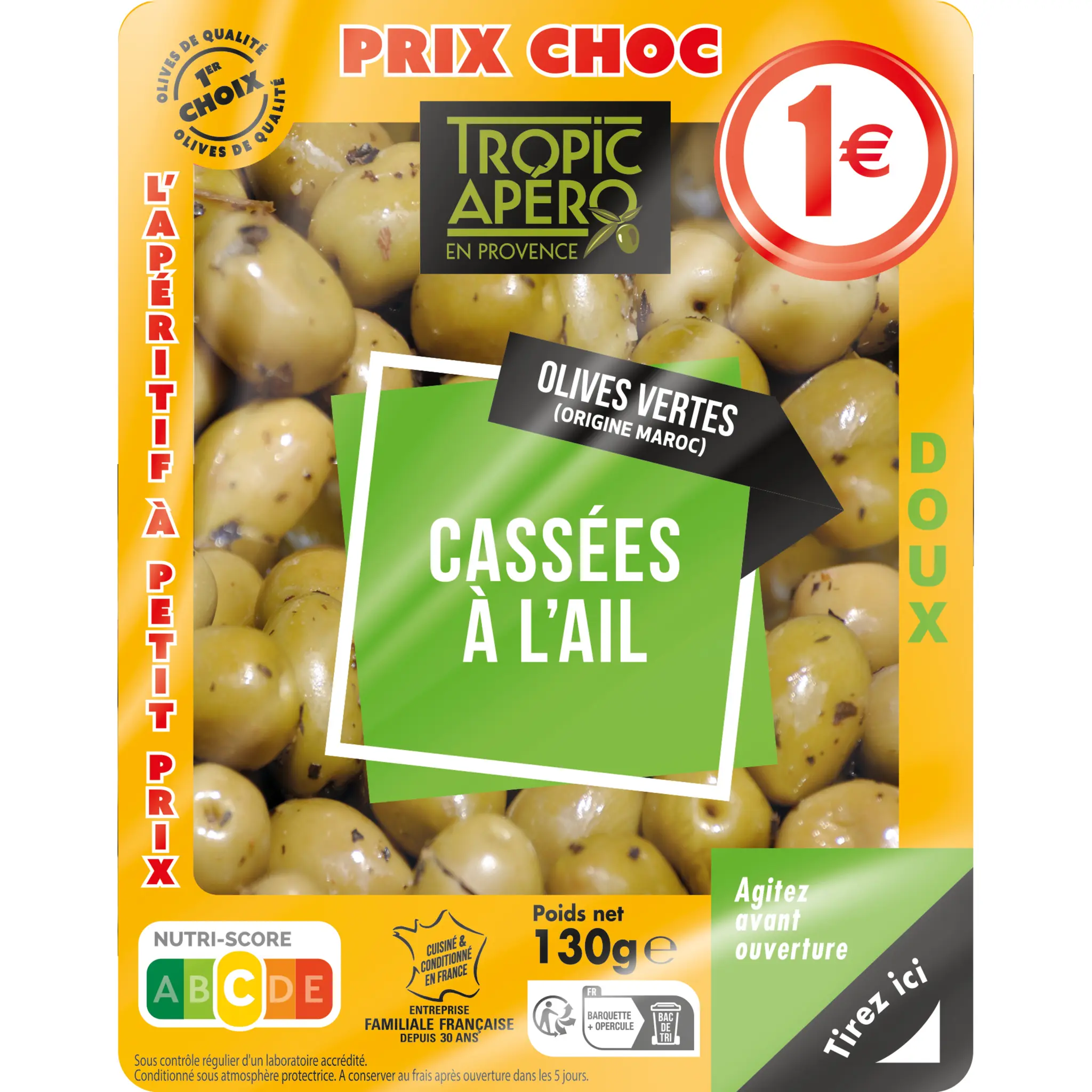 TROPIC APERO Olives vertes cassées à l'ail doux