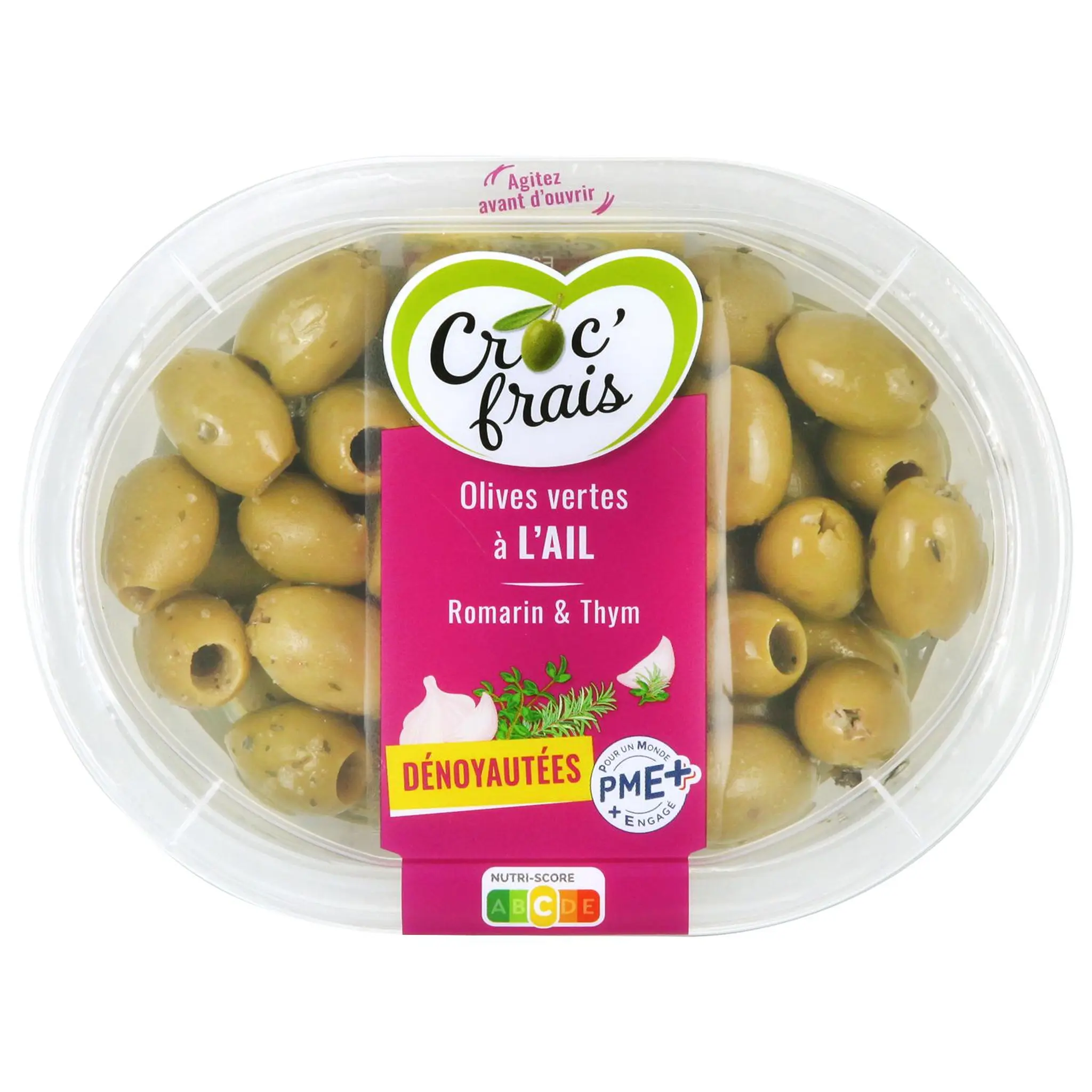 CROC'FRAIS Olives vertes de Grèce dénoyautées à l'ail thym et persil