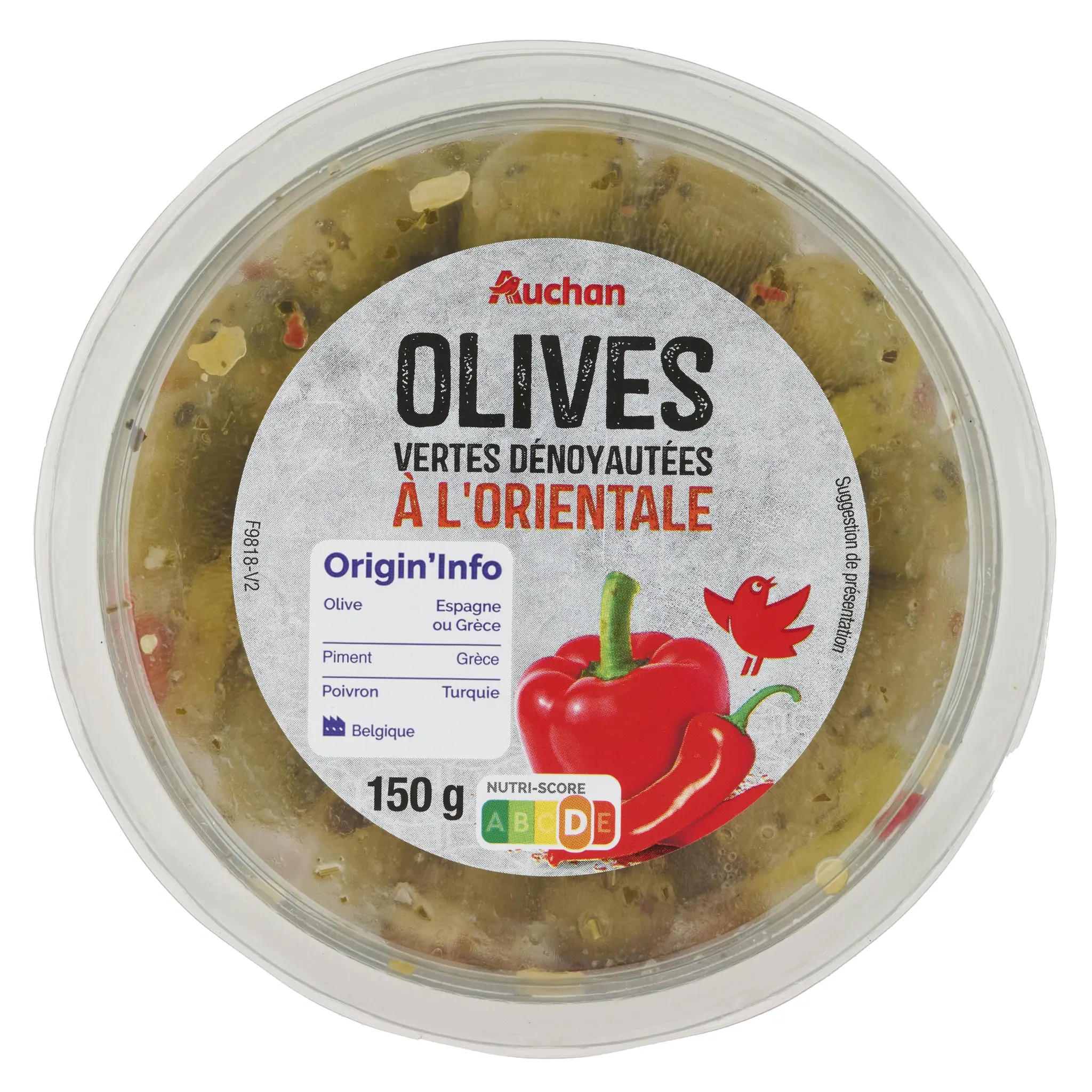 AUCHAN Olives vertes dénoyautées à l'orientale