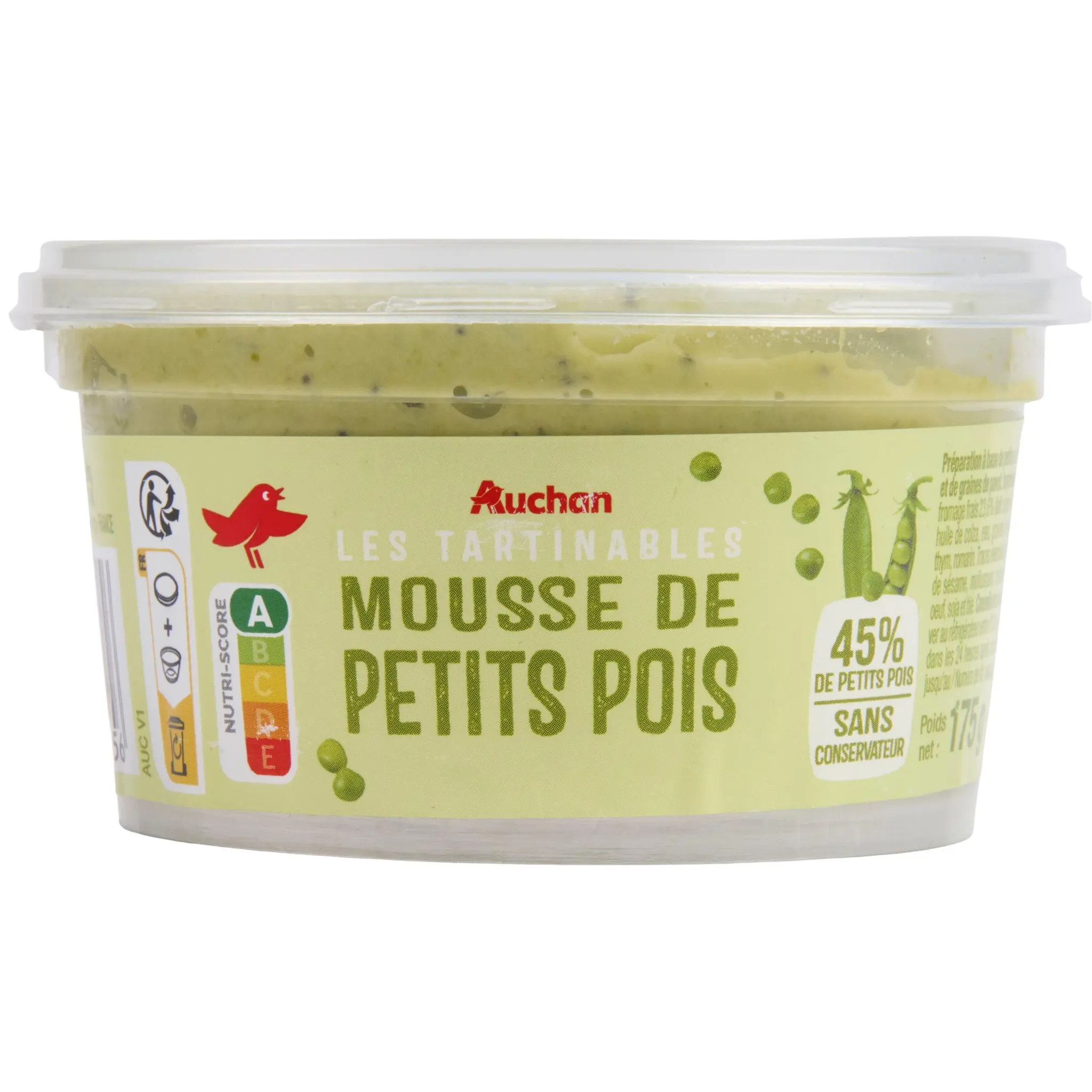 AUCHAN Les tartinables Mousse de petits pois