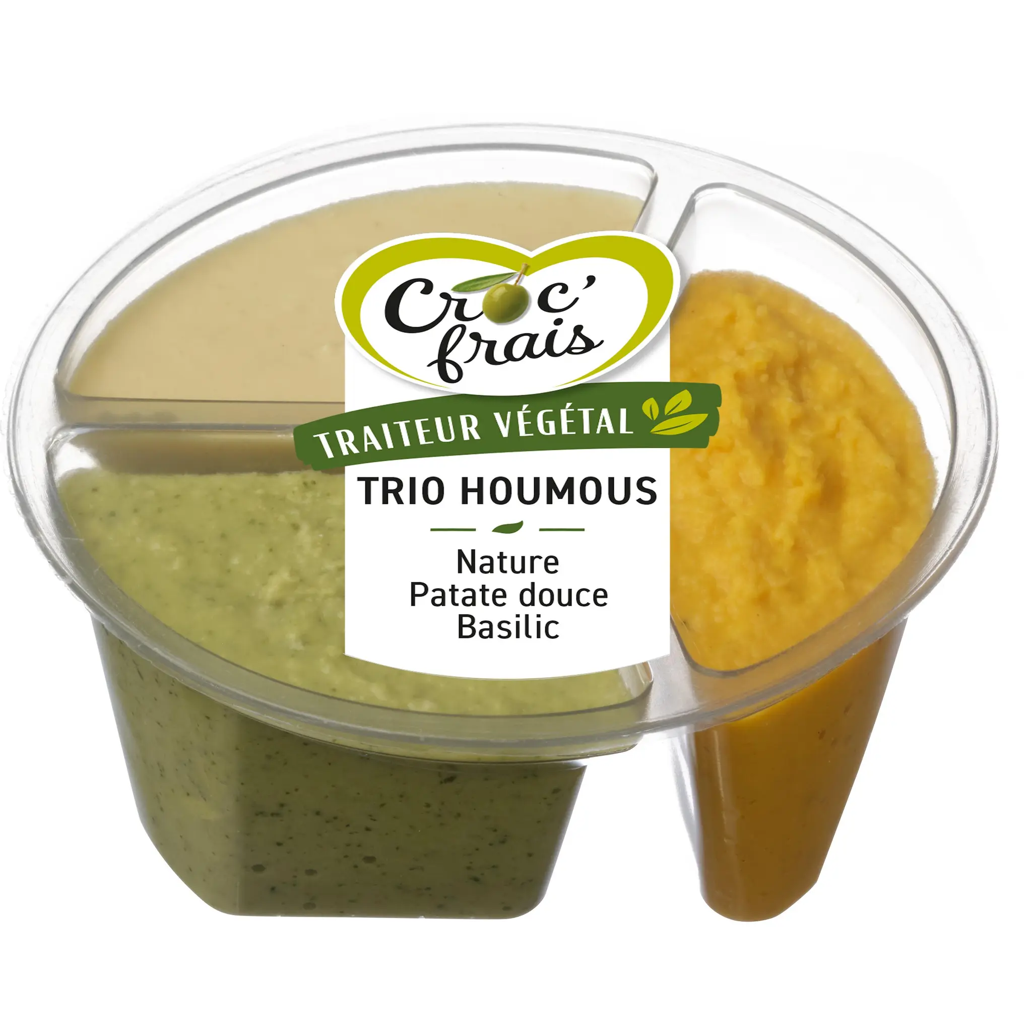 CROC'FRAIS Trio houmous nature patate douce basilic