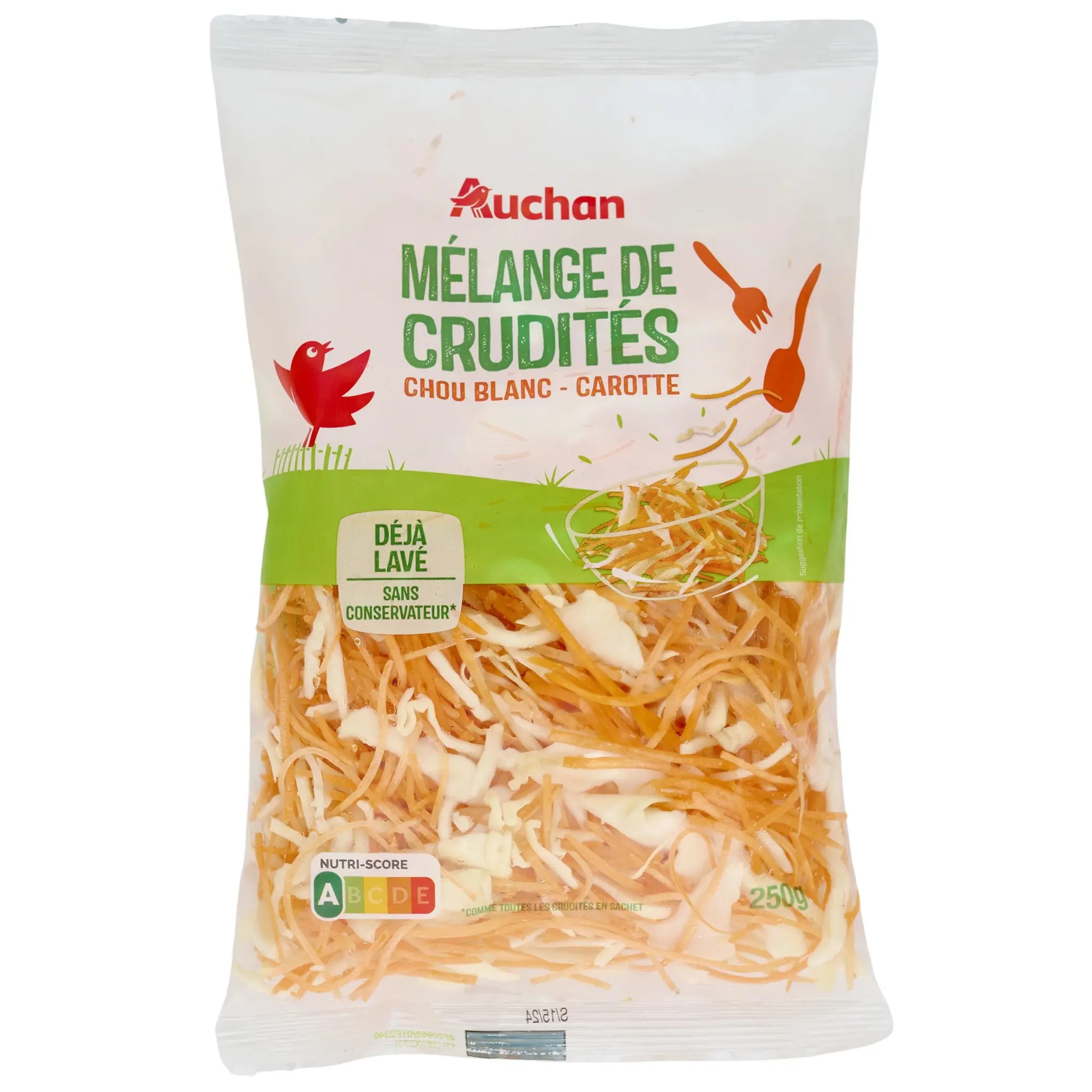 AUCHAN Mélange de crudités chou blanc carotte
