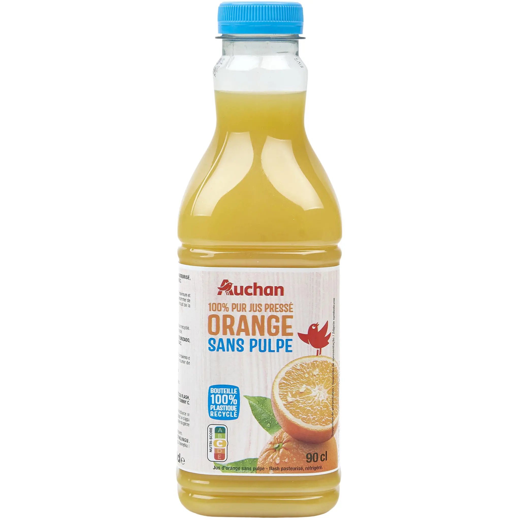 AUCHAN Pur jus pressé d'orange sans pulpe