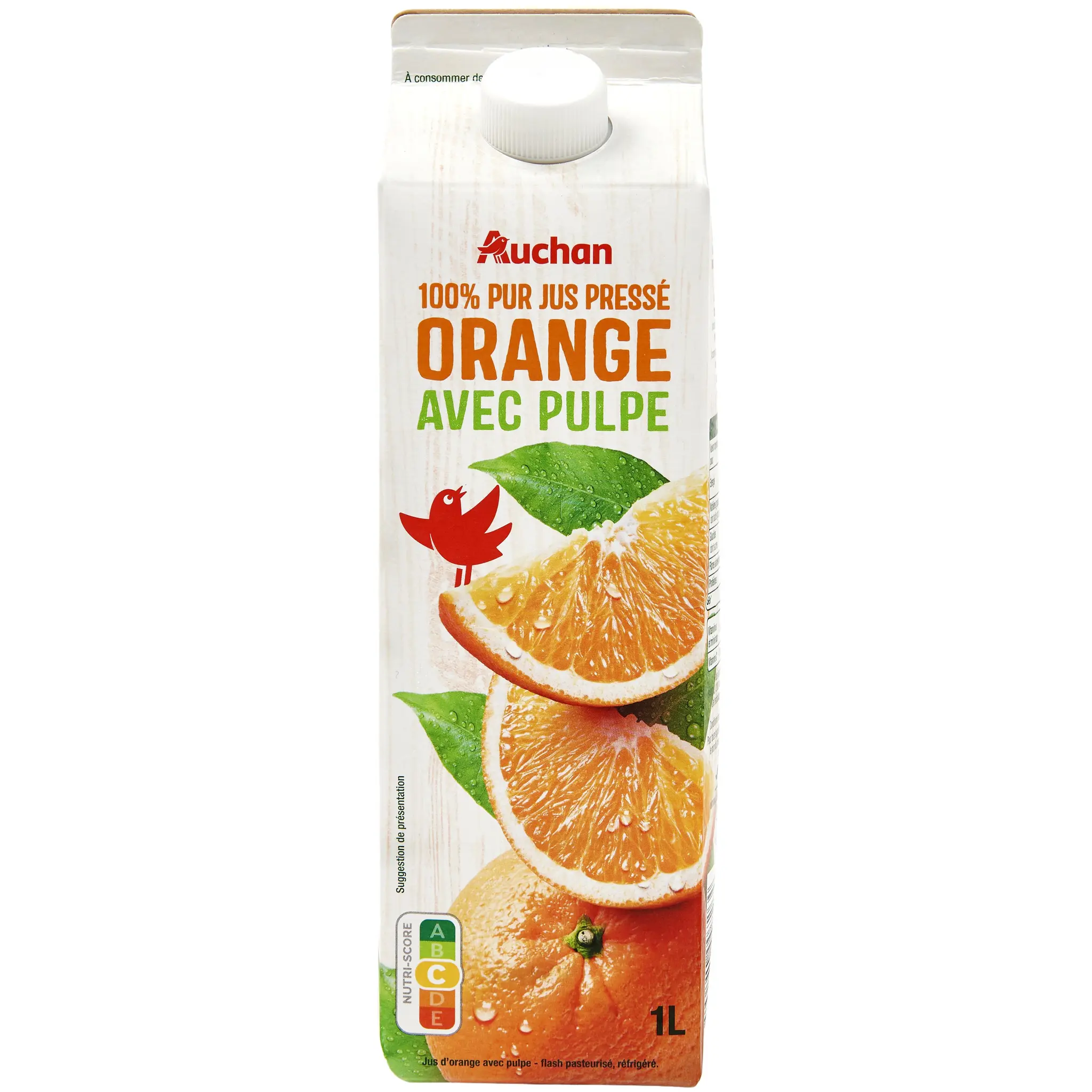 AUCHAN Pur jus d'orange avec pulpe