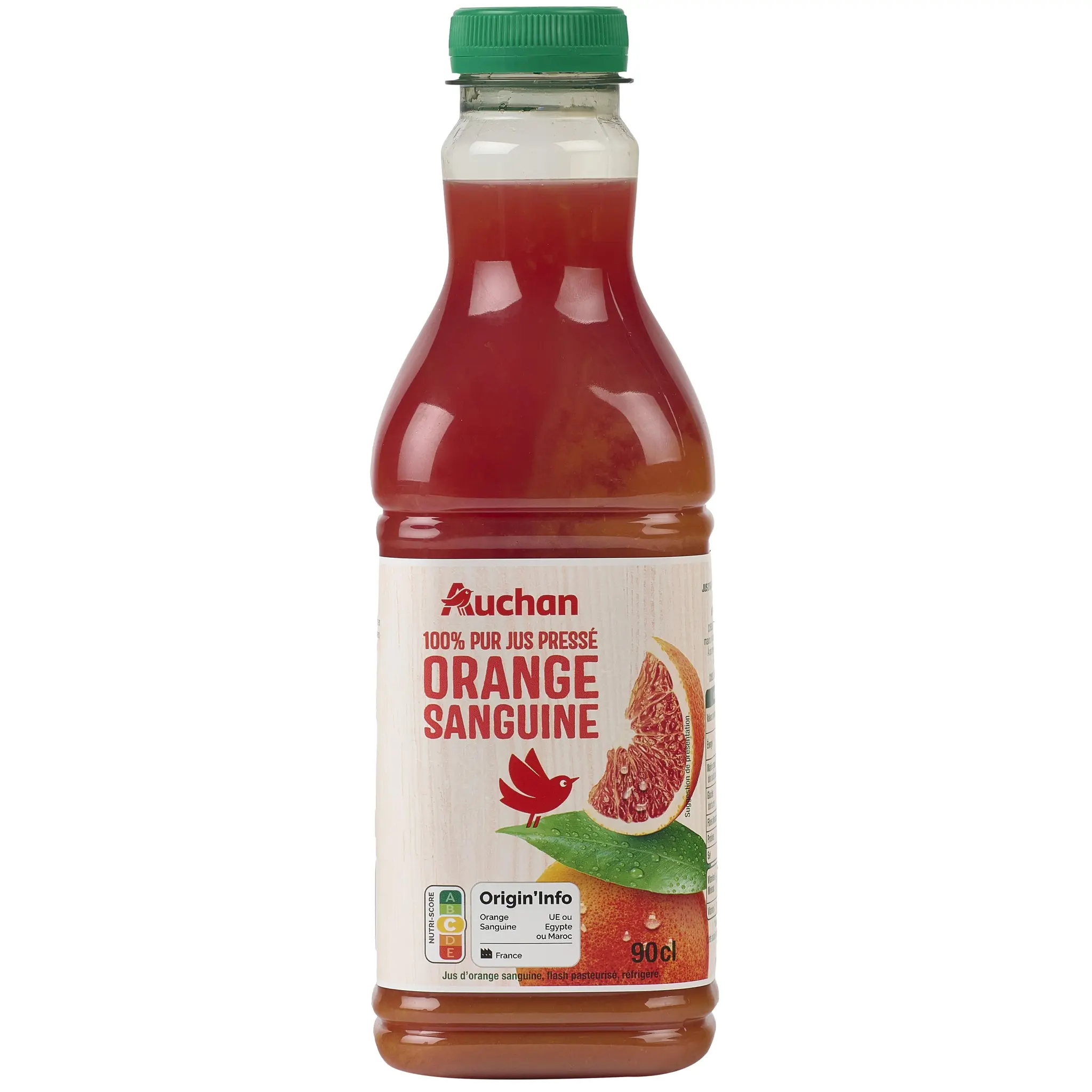 AUCHAN Pur jus pressé d'orange sanguine avec pulpe