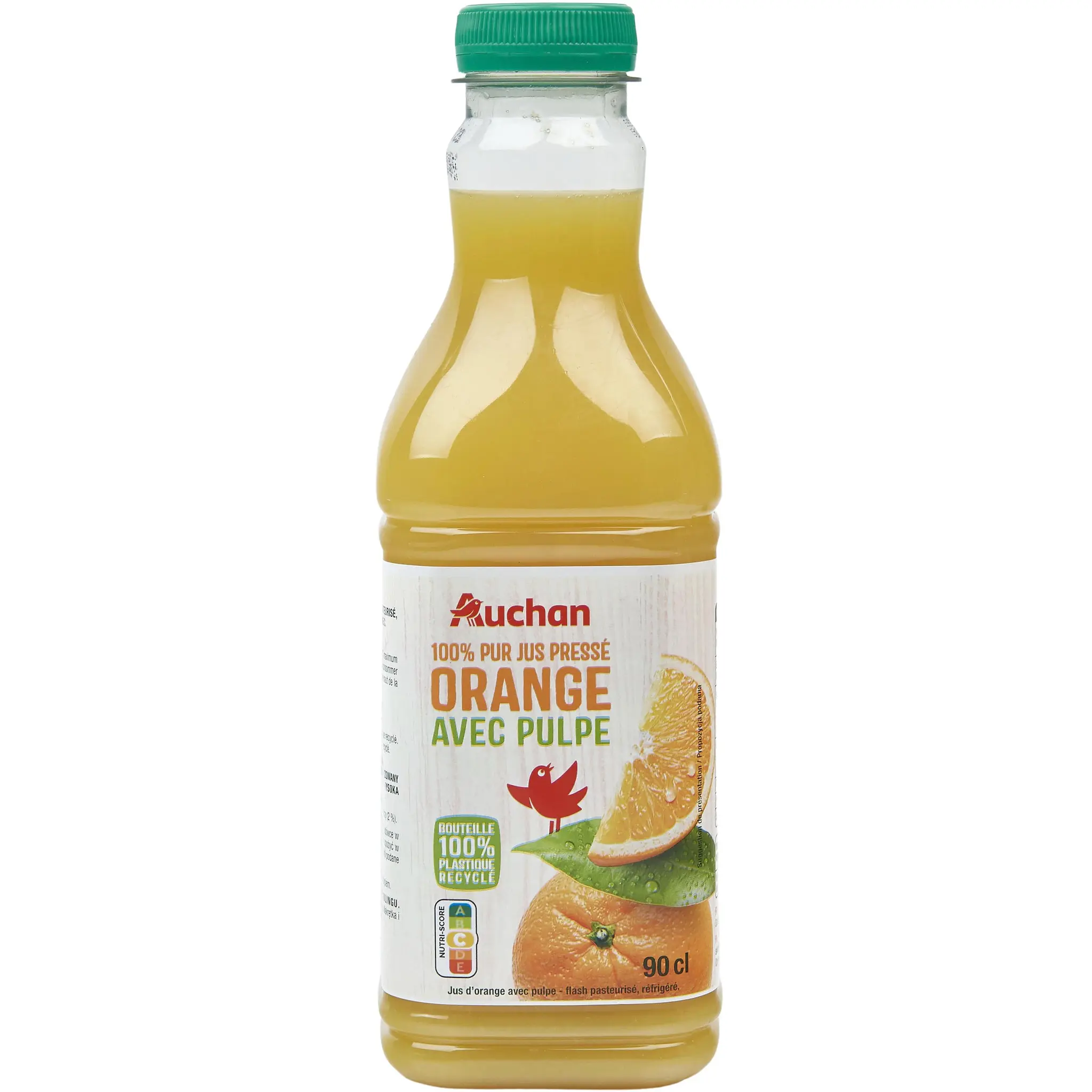 AUCHAN Pur jus d'orange pressé avec pulpe
