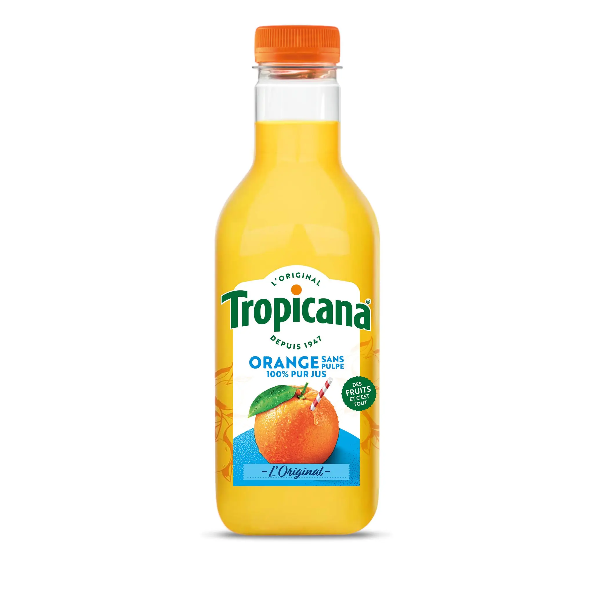 TROPICANA Pur jus d'orange sans pulpe