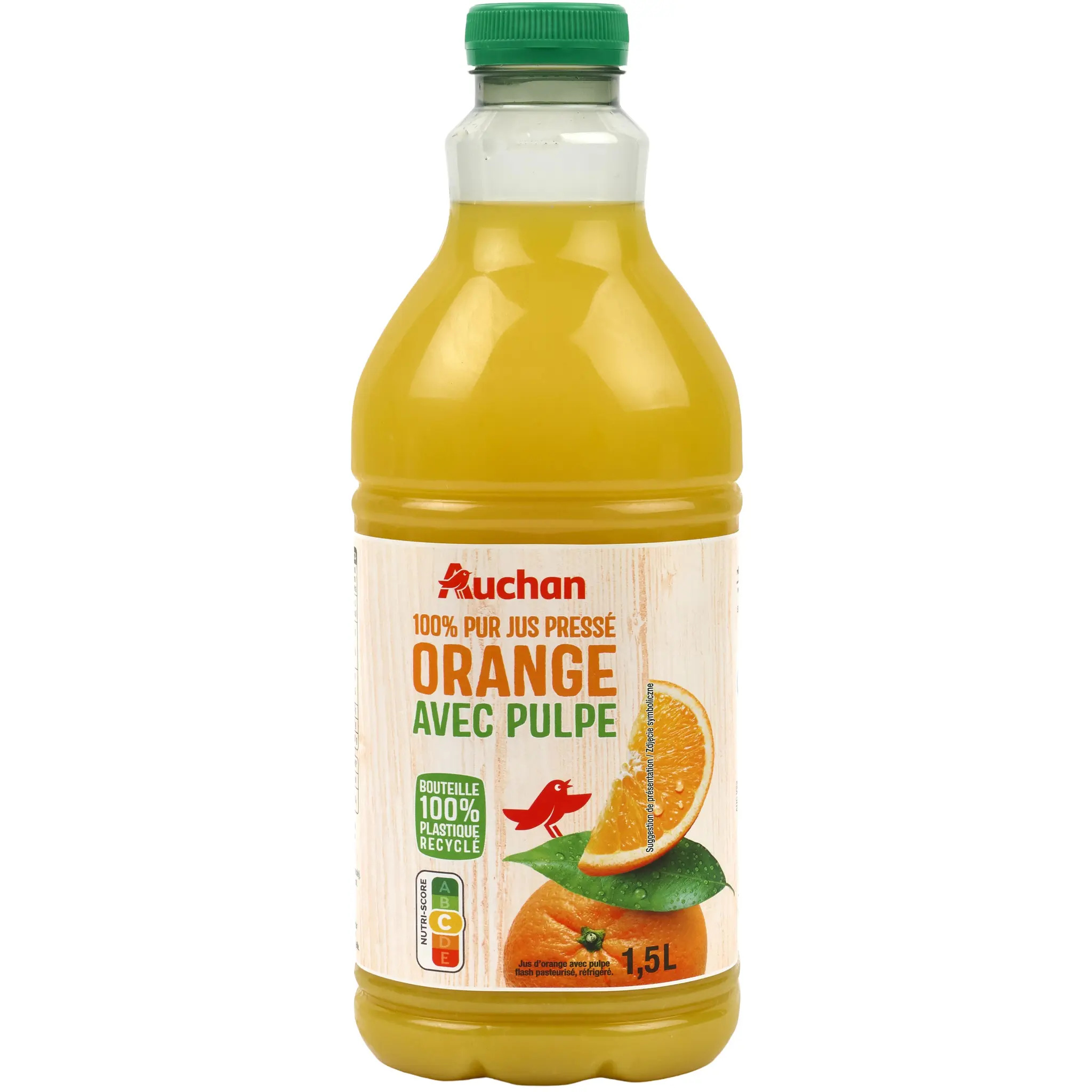 AUCHAN Pur jus d'orange avec pulpe