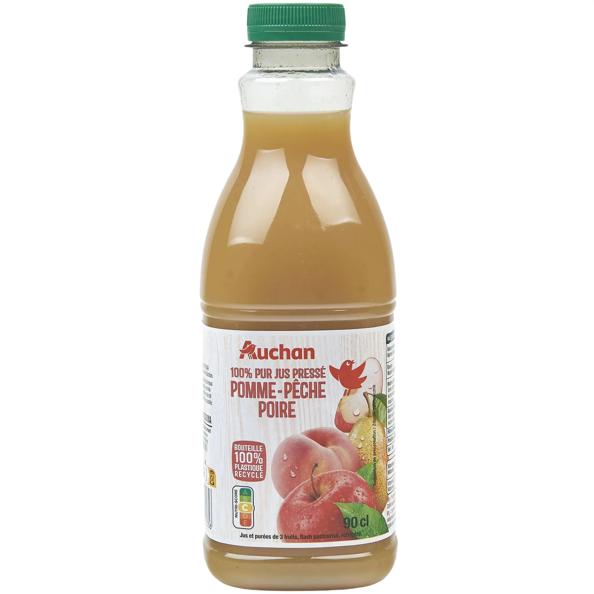 AUCHAN Jus de fruits pressé pomme pêche et poire