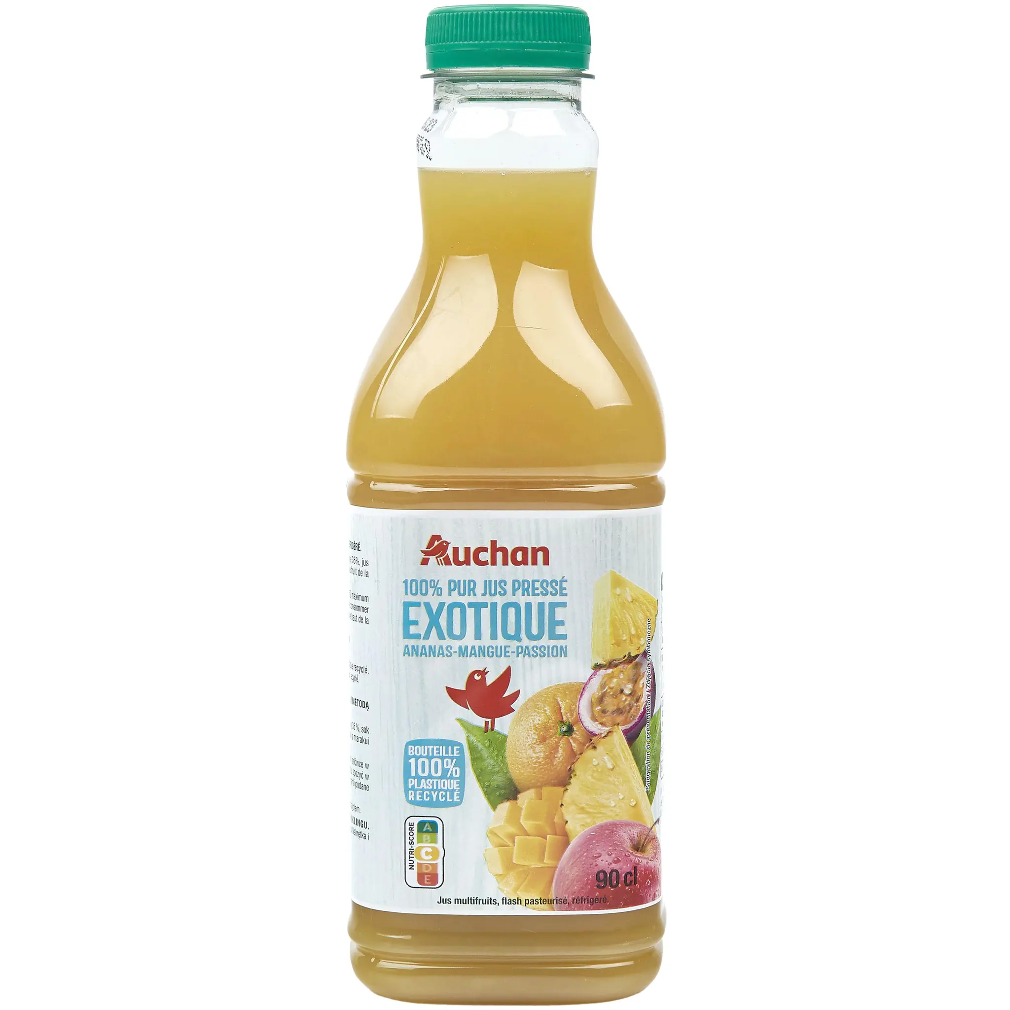 AUCHAN Pur jus exotique ananas mangue passion pressé