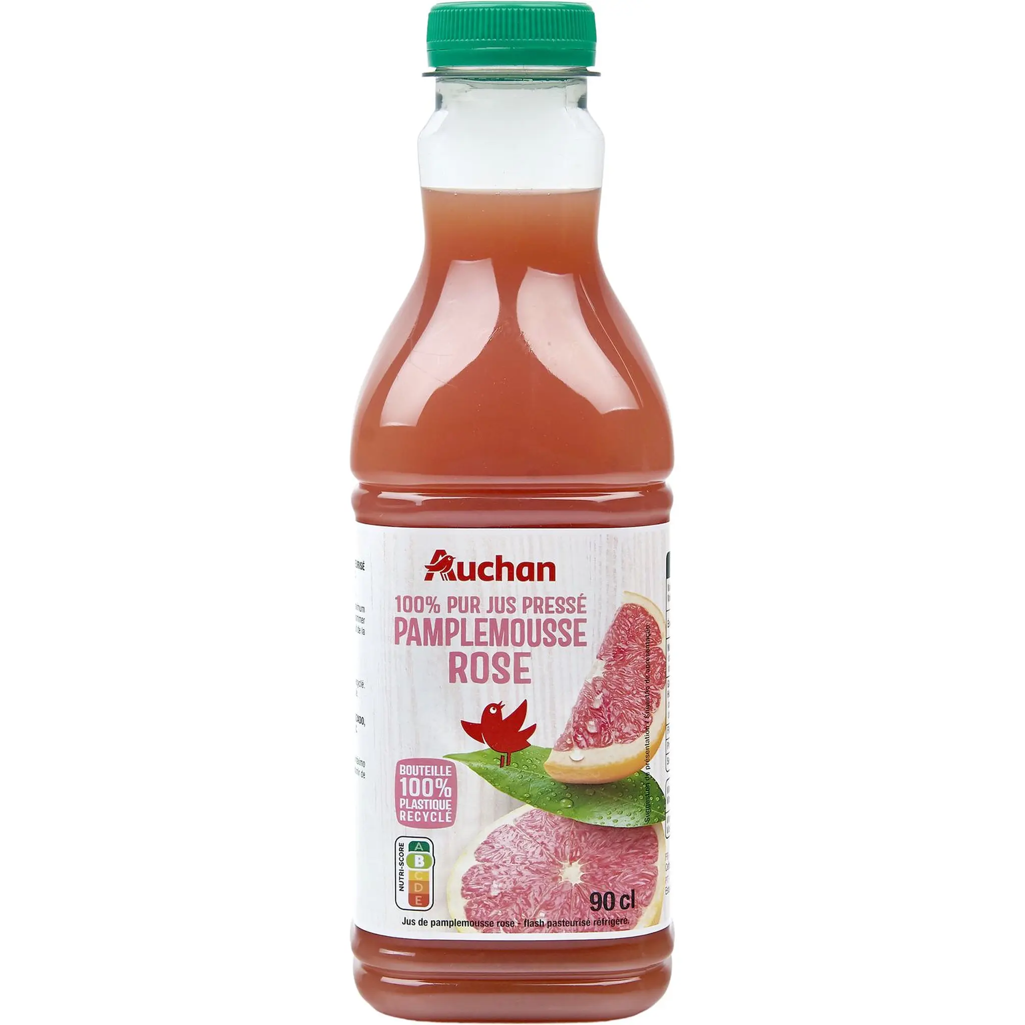 AUCHAN Pur jus de pamplemousse rose pressé