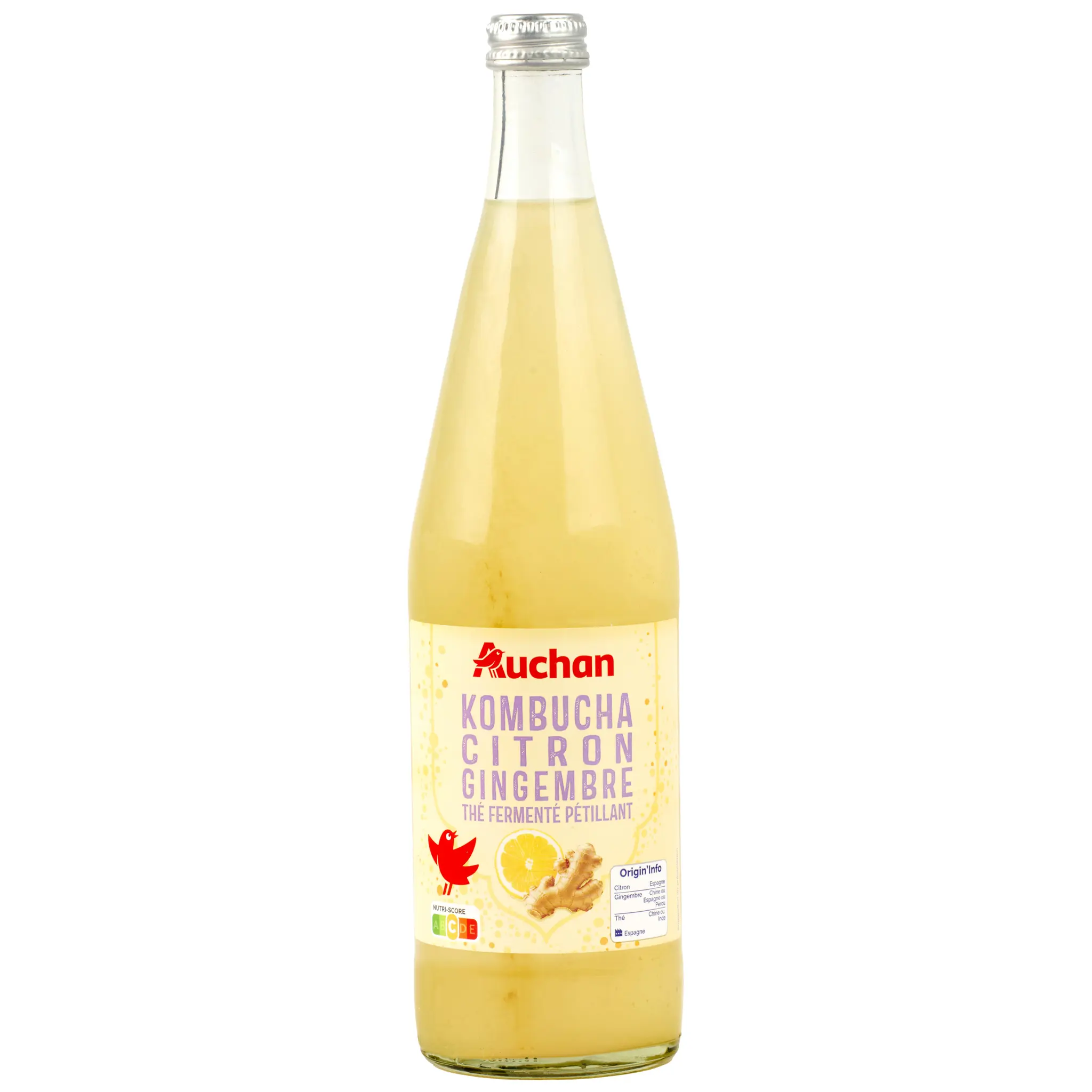 AUCHAN Kombucha pétillante citron gingembre