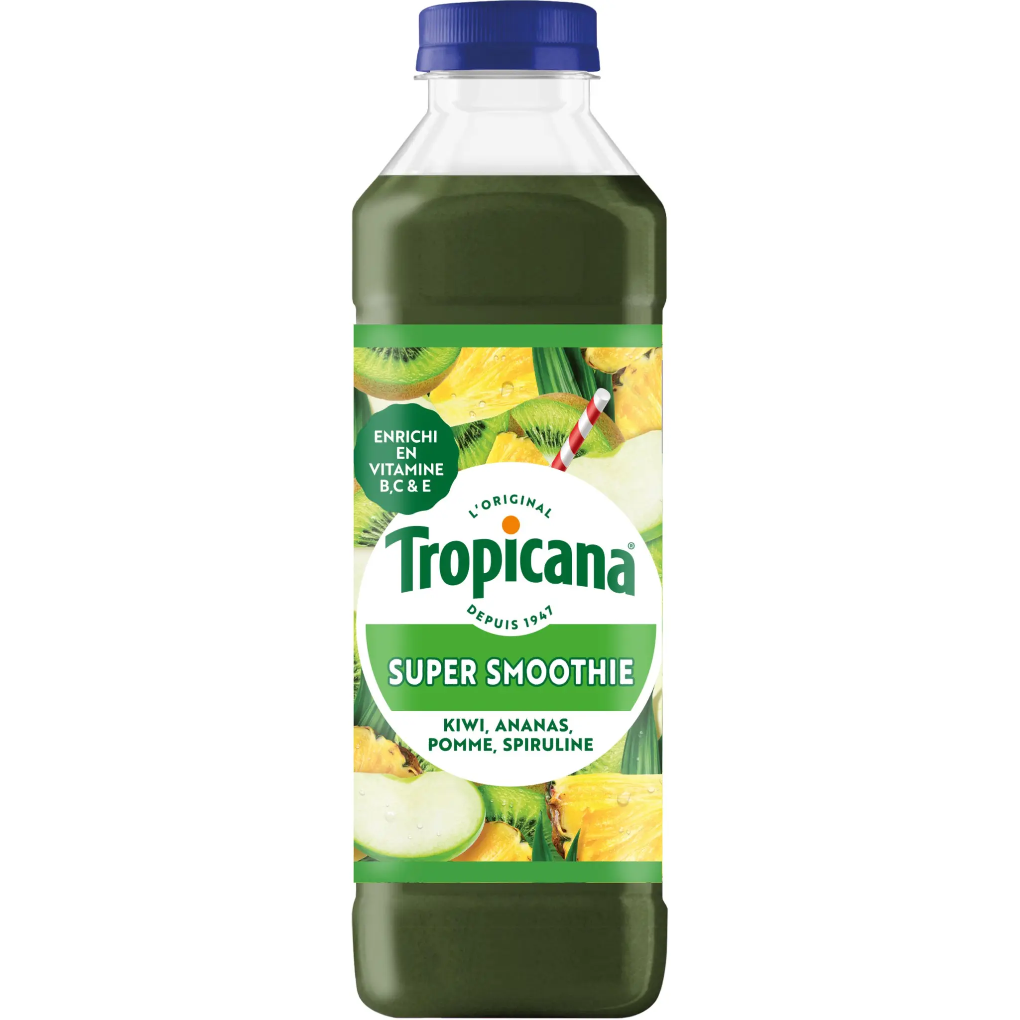 TROPICANA Super smoothie kiwi, ananas, pomme, spiruline