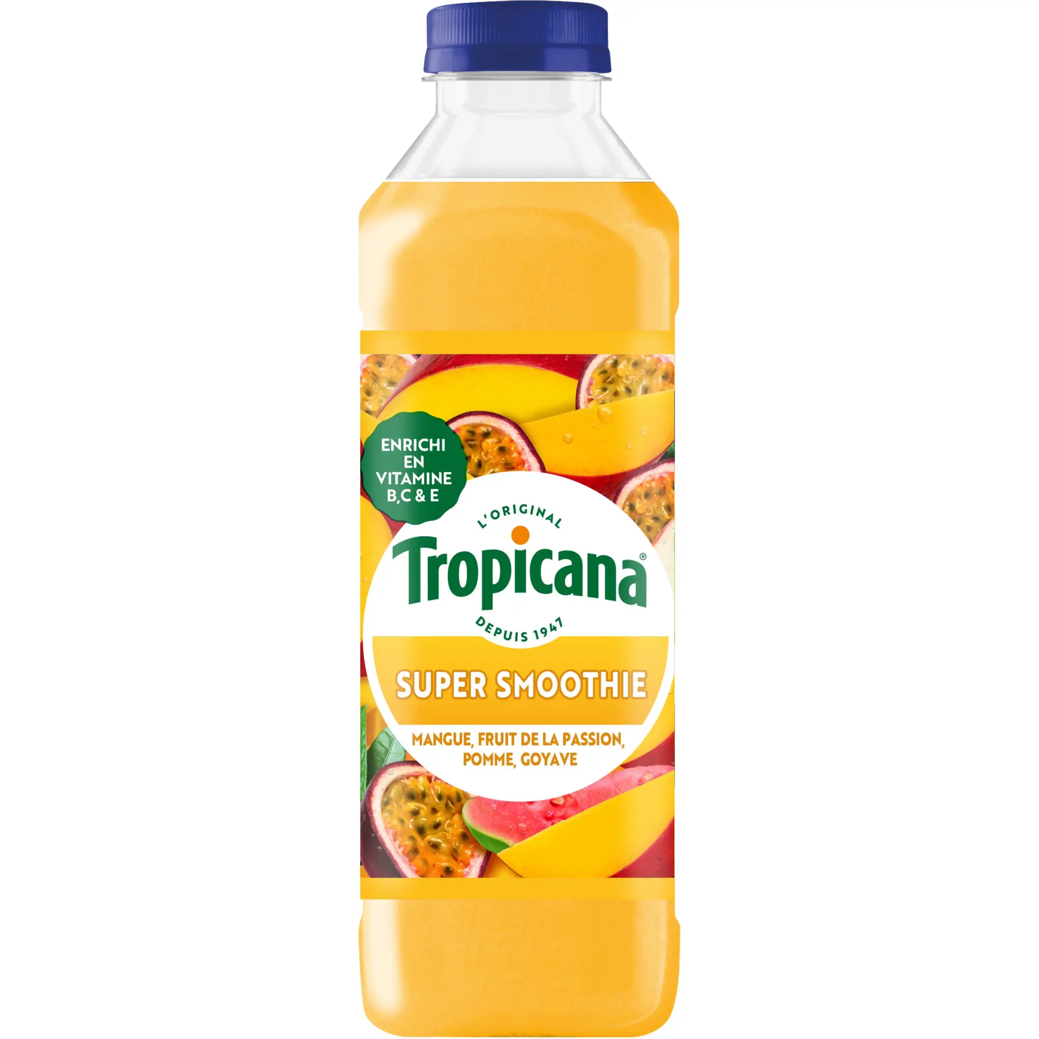TROPICANA Super smoothie mangue, fruit de la passion, pomme, goyave