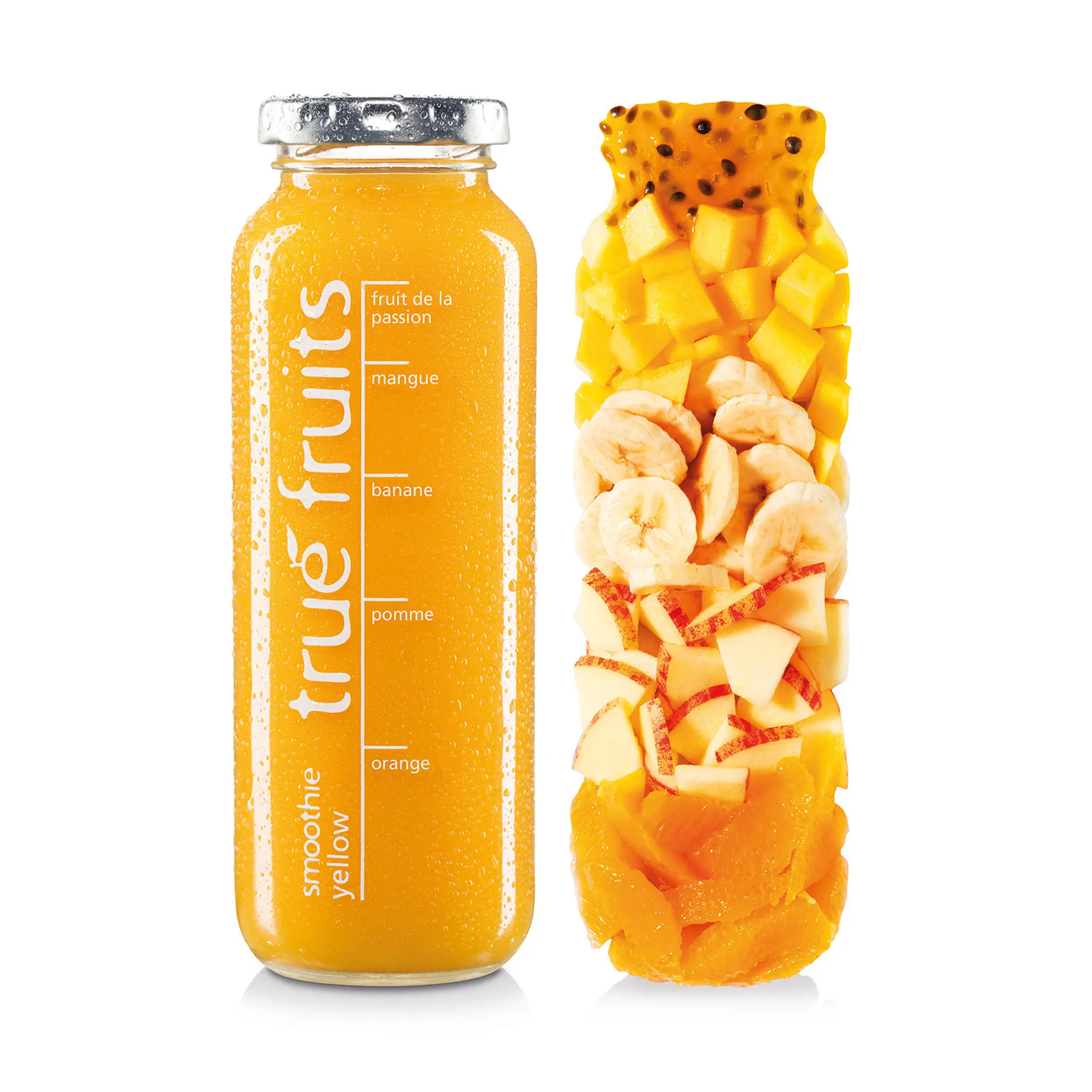 TRUE FRUITS Smoothie yellow fruit de la passion mangue banane pomme orange