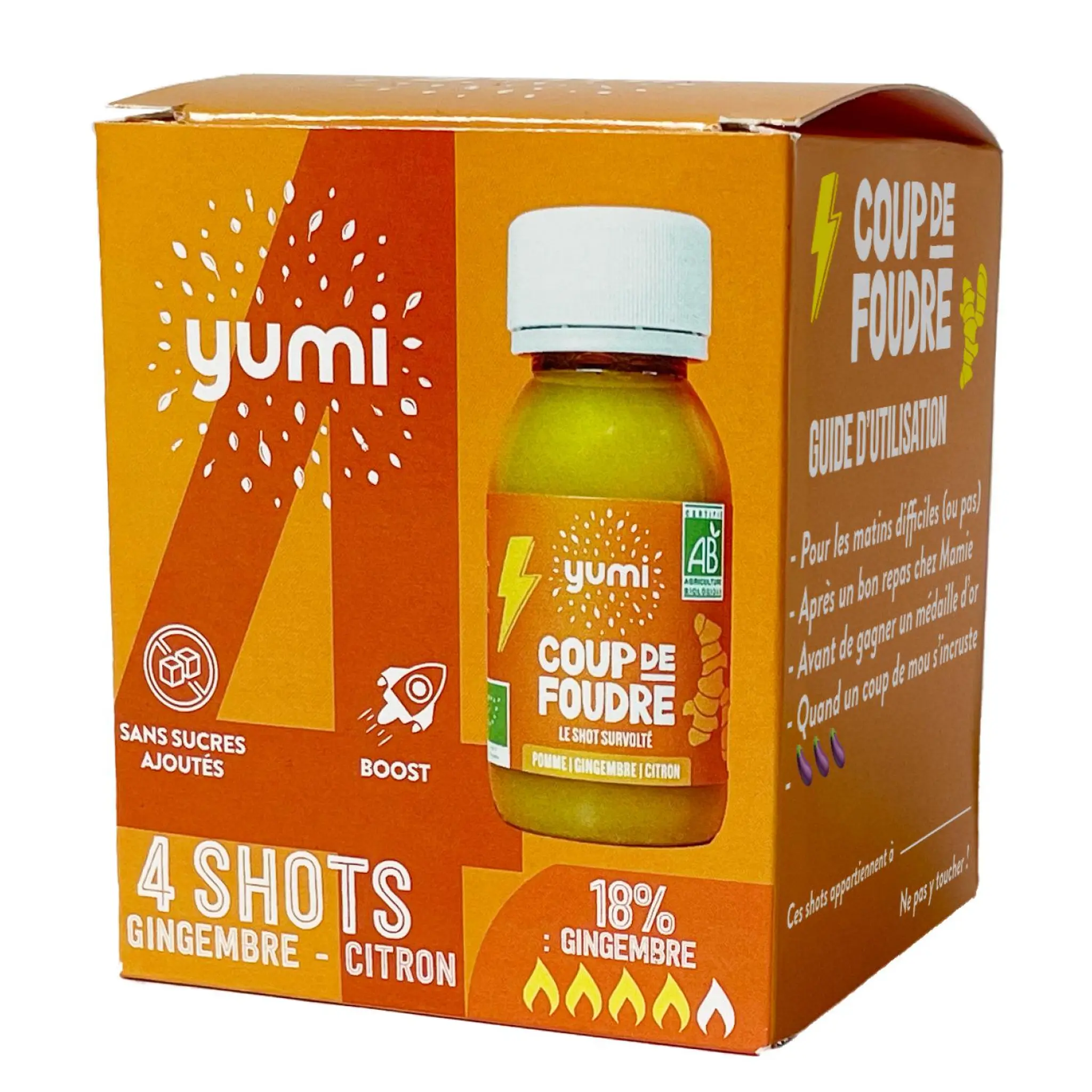 YUMI Coup de foudre shots de gingembre et citron bio