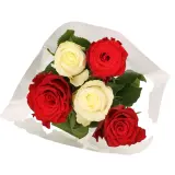 FLEURS Bouquet de 5 roses arlequin