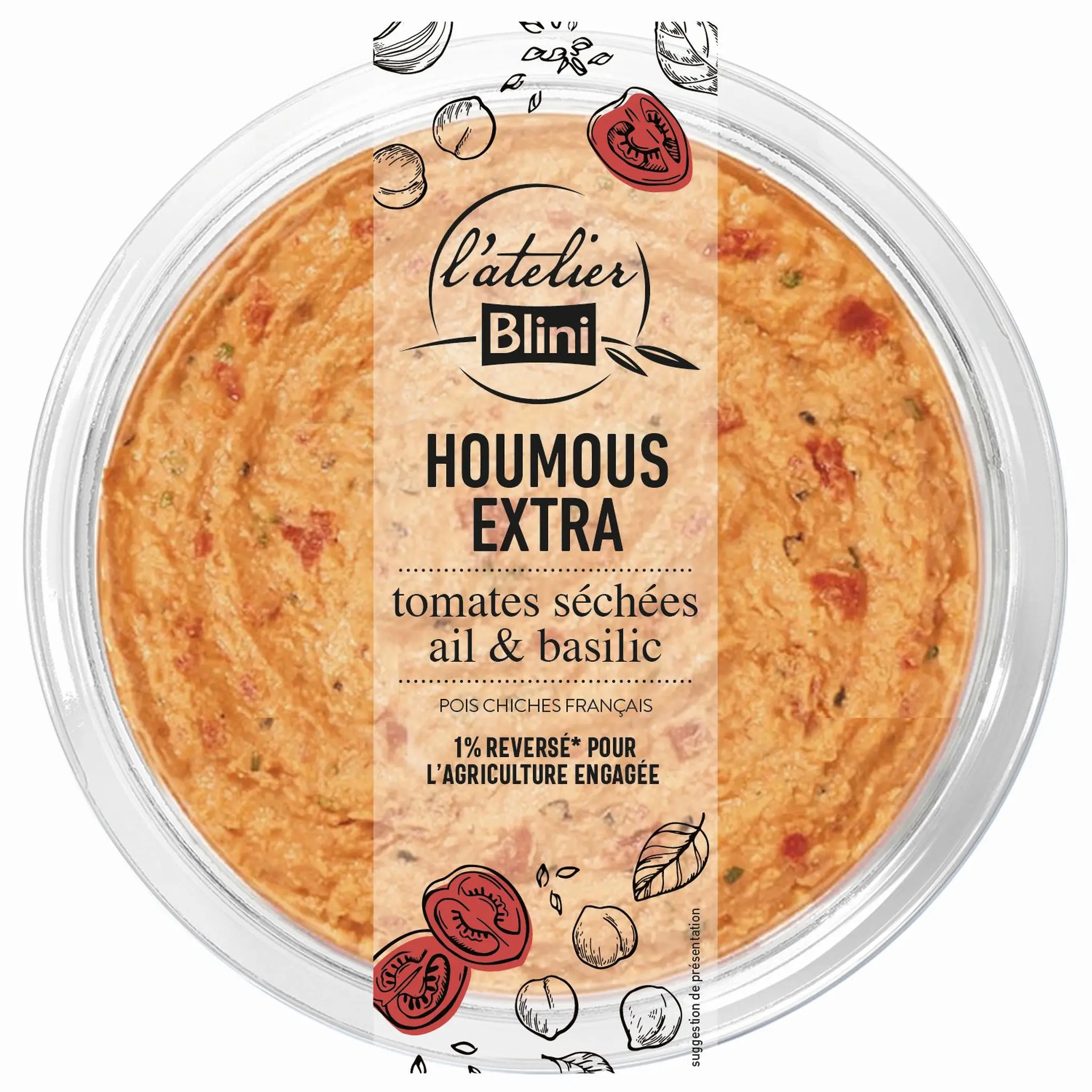 L'ATELIER BLINI Houmous extra tomates séchées ail et basilic