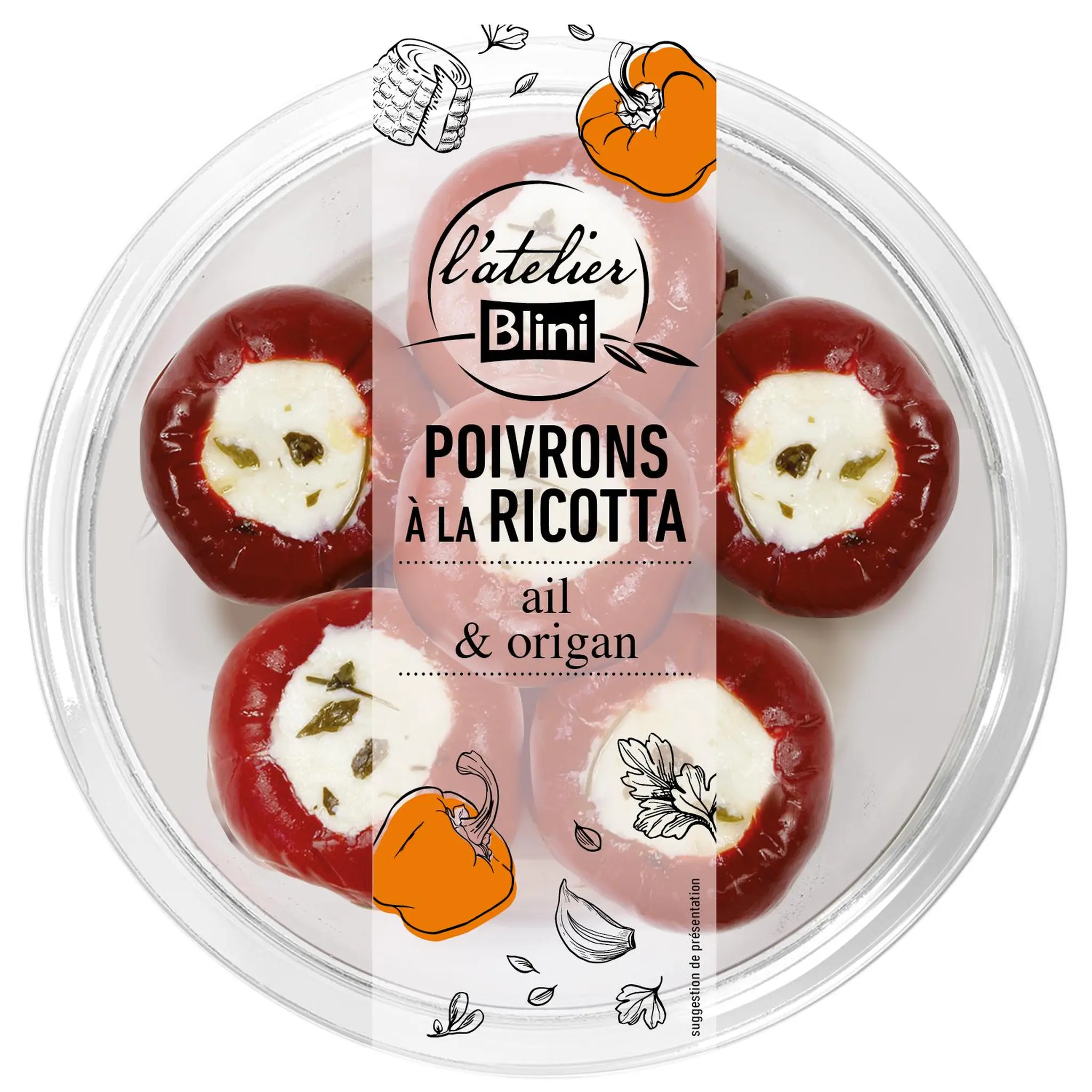 L'ATELIER BLINI Poivrons à la ricotta ail et origan