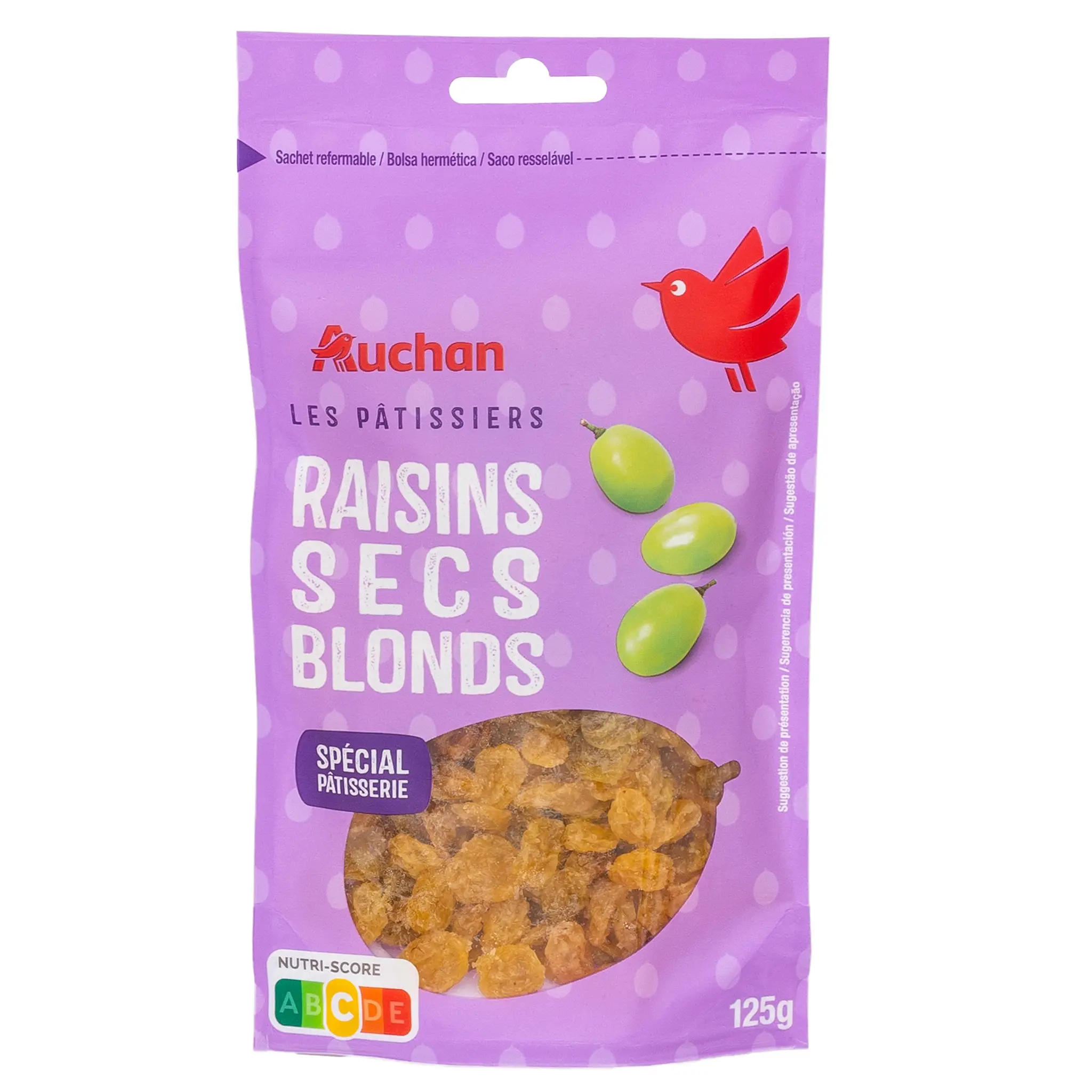 AUCHAN Raisins secs blonds sachet refermable