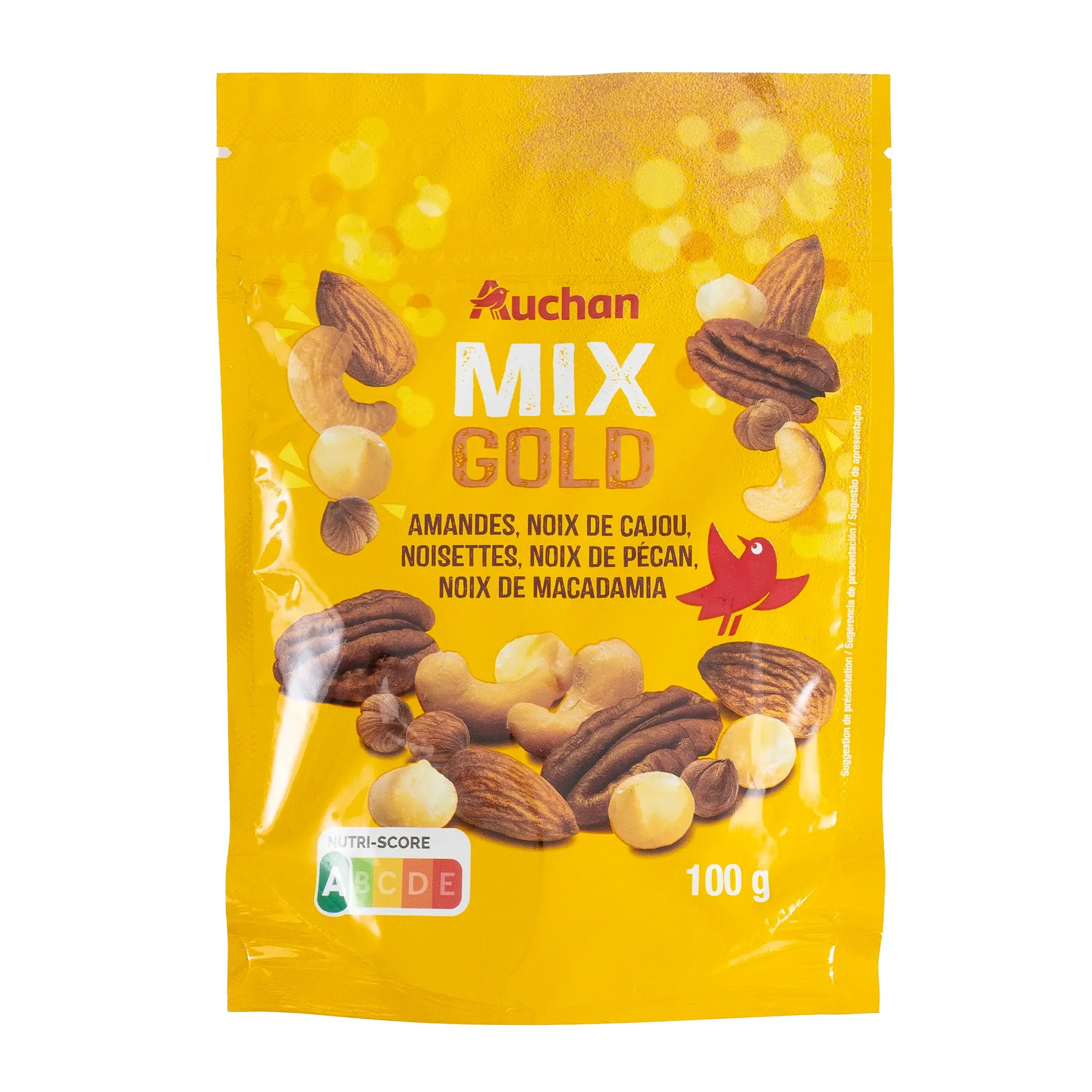 AUCHAN Mix gold amandes noix de cajou noisettes noix de pécan noix de macadamia