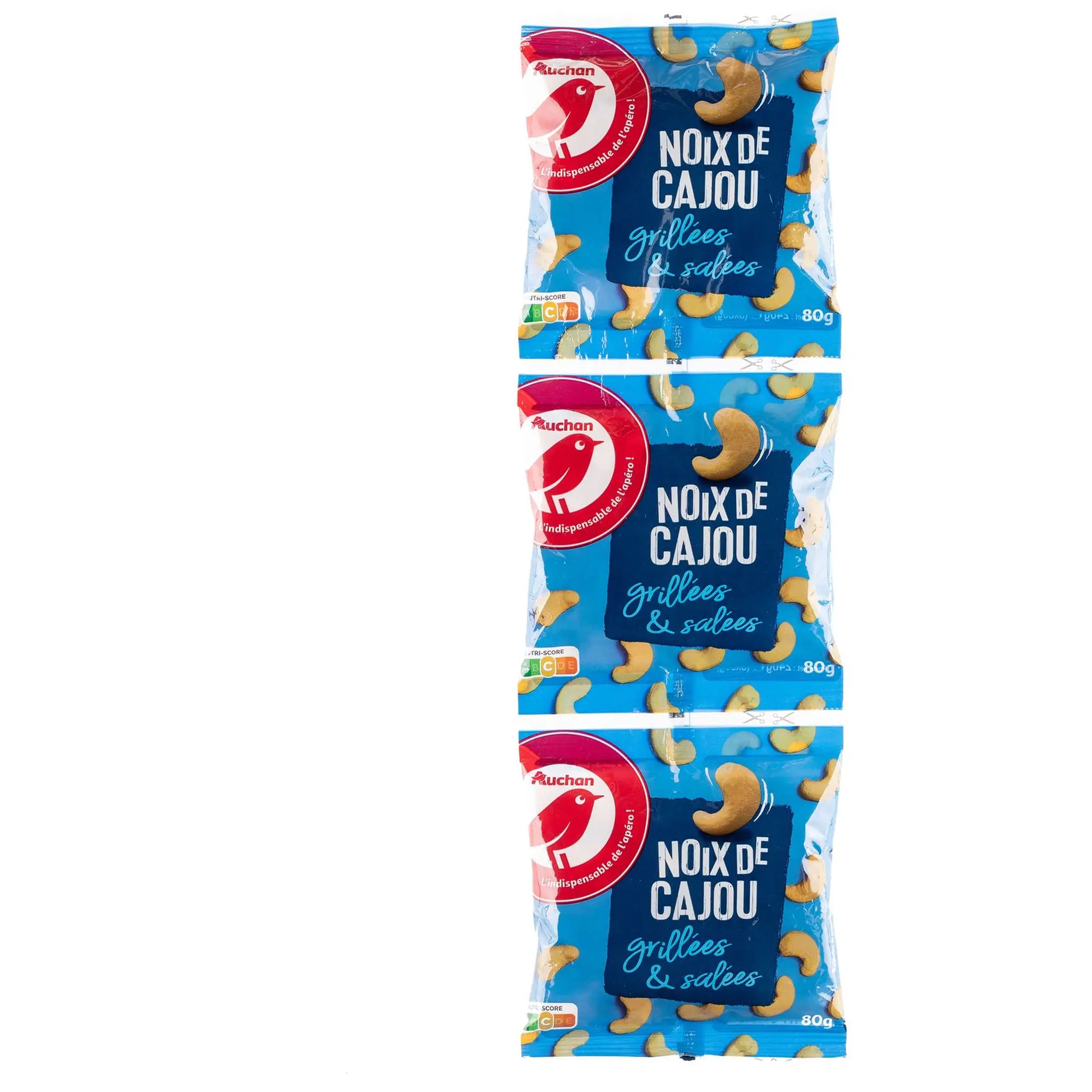 AUCHAN Noix de cajou grillées et salées