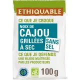 ETHIQUABLE Noix de cajou grillées à sec sans sel bio