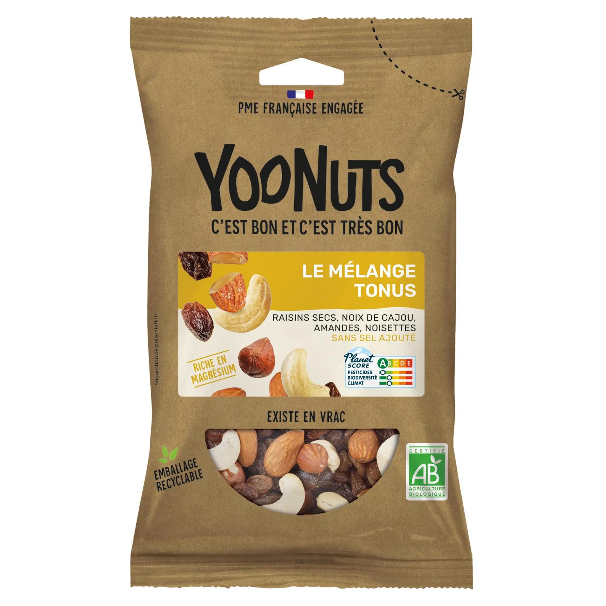 JUSTE BIO Mélange tonus bio raisins secs cajou amandes et noisettes sans sel ajouté