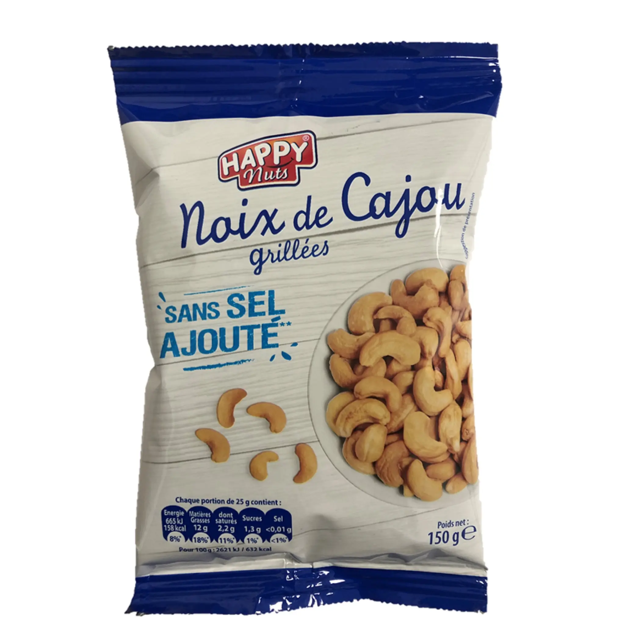 HAPPY NUTS Noix de cajou grillées sans sel ajouté