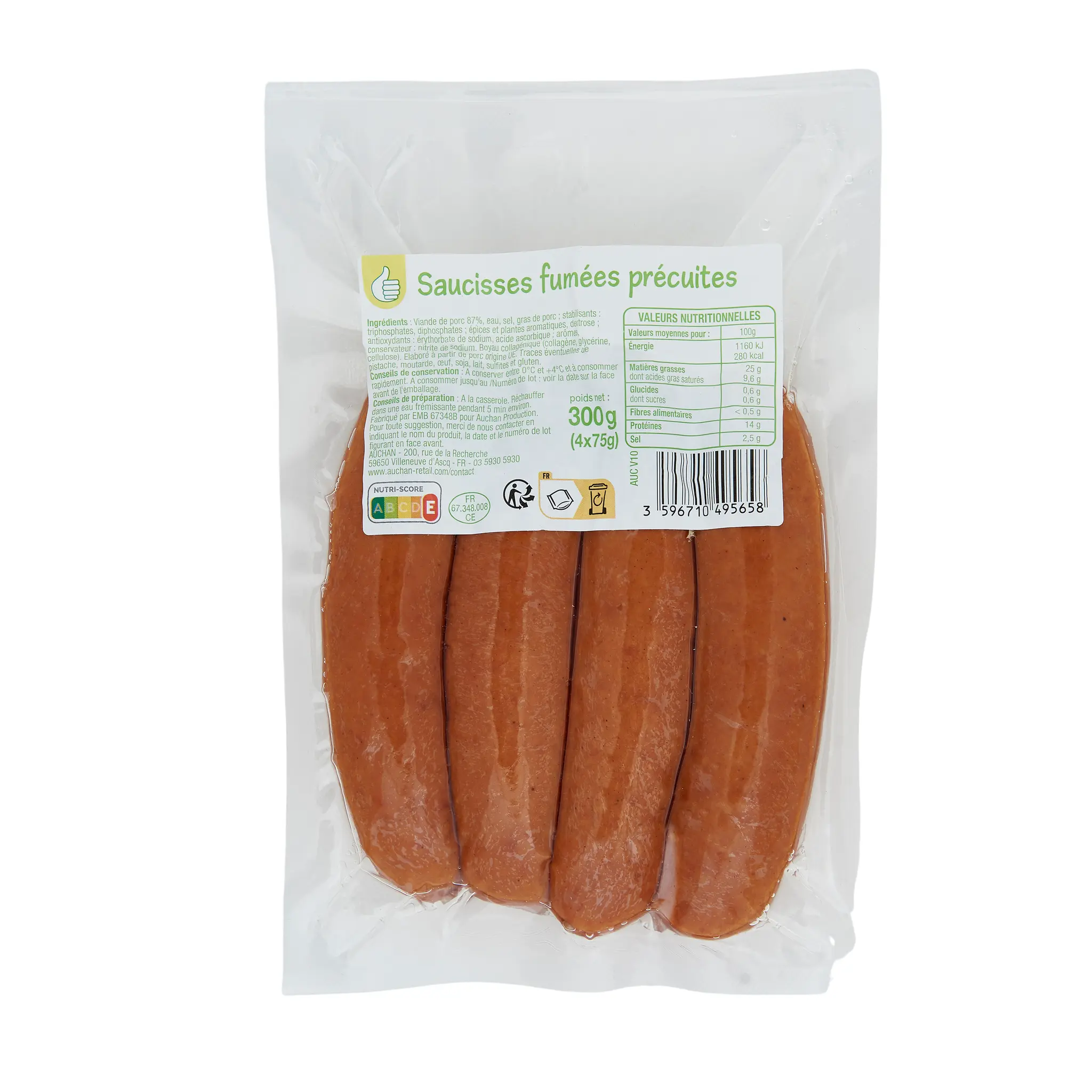 POUCE Saucisses fumées précuites