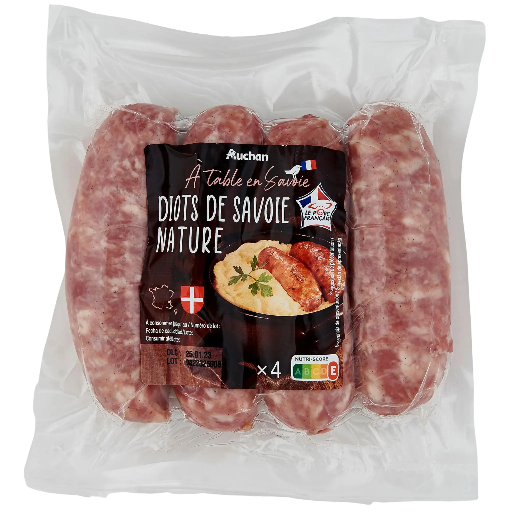 AUCHAN TERROIR Diots saucisses de savoie nature