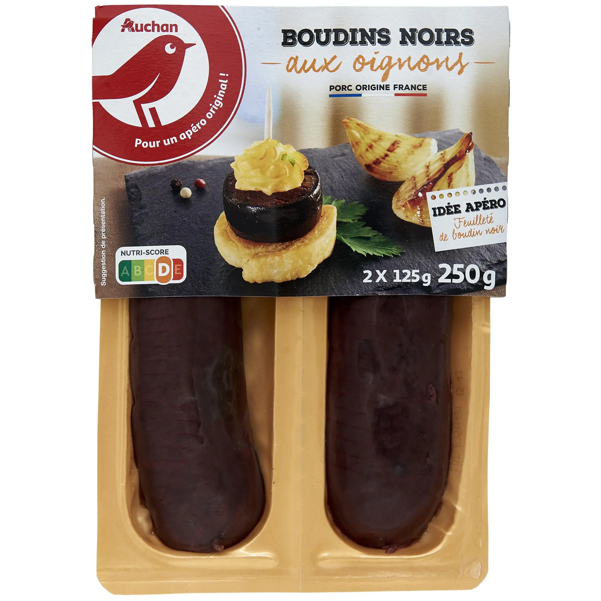 AUCHAN Boudins noirs aux oignons